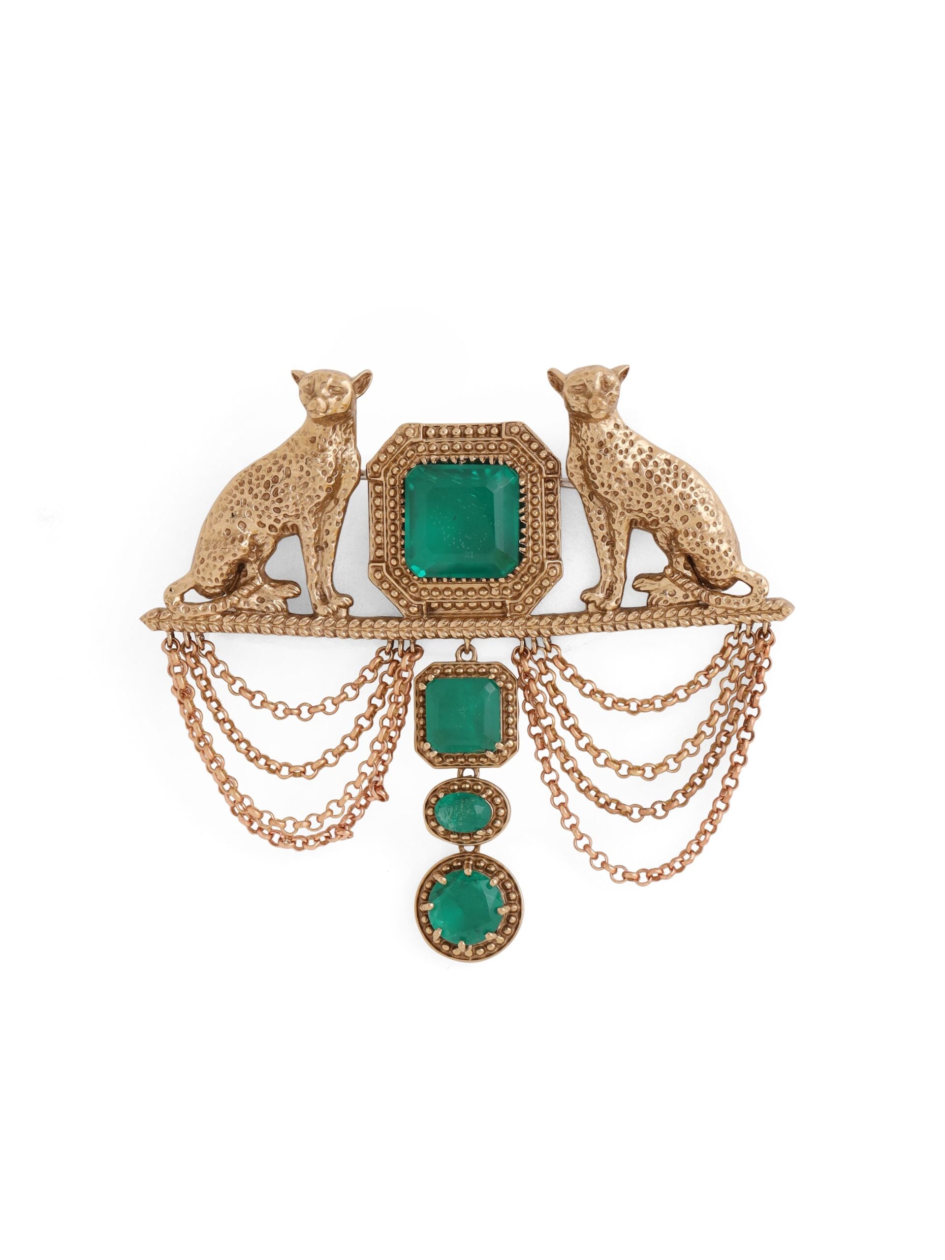 CY Cosa Nostraa Shaandaar Cheetah Green Brooch Front 2