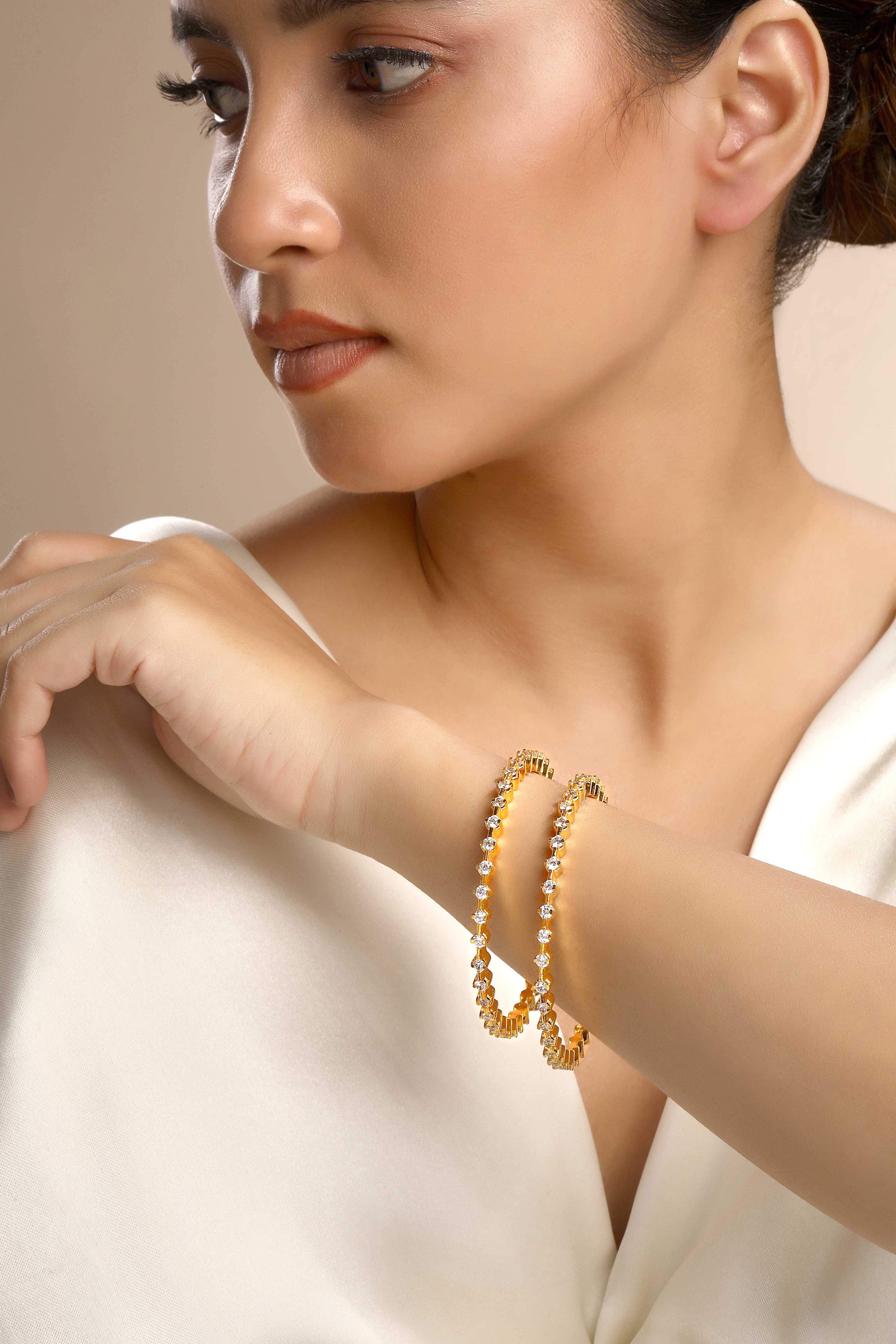 CY Sica Jewellery Cubic Zirconia 10 Pointer Bangle Set Front 2