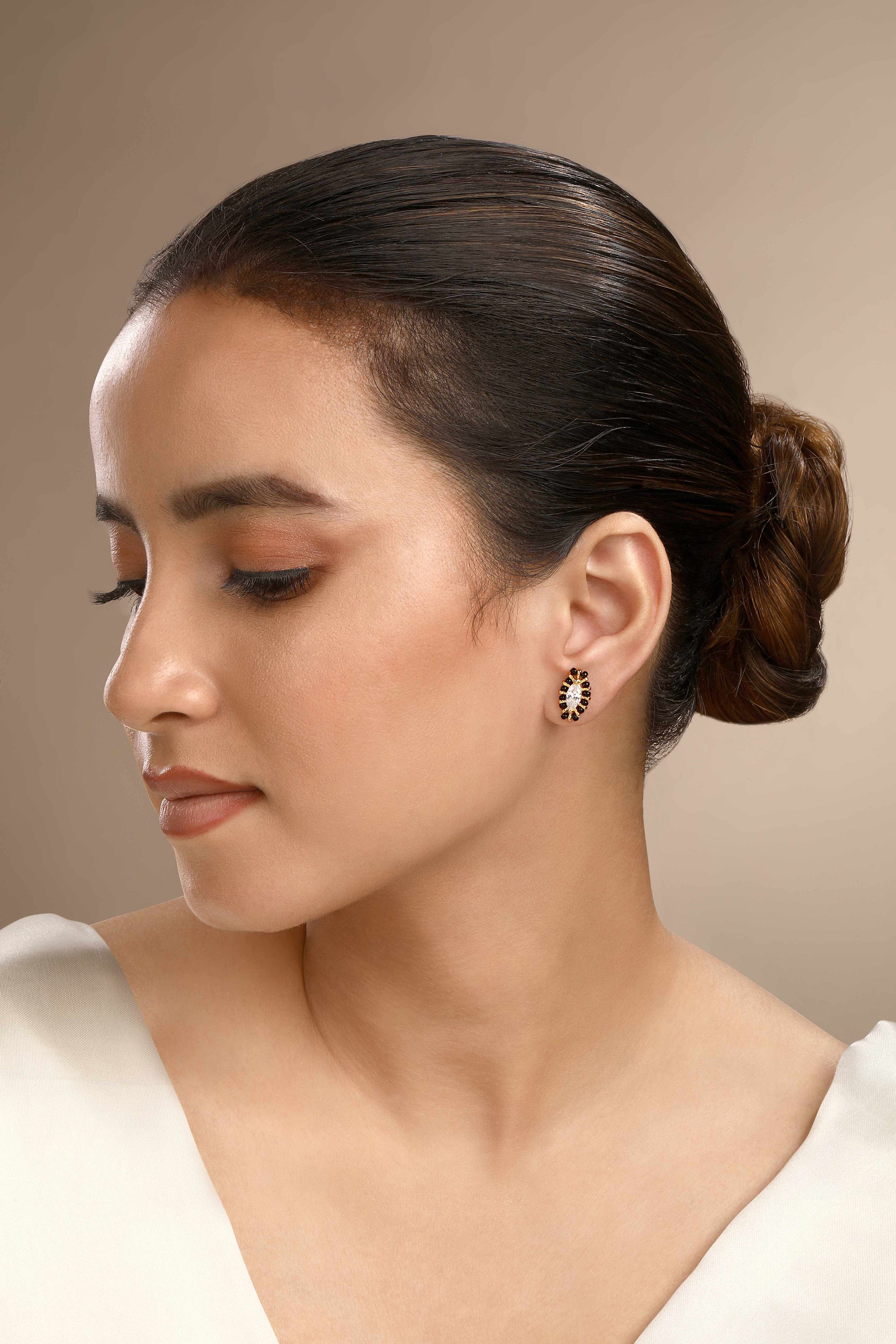 CY Sica Jewellery Cubic Zirconia Bead Earrings Front 2