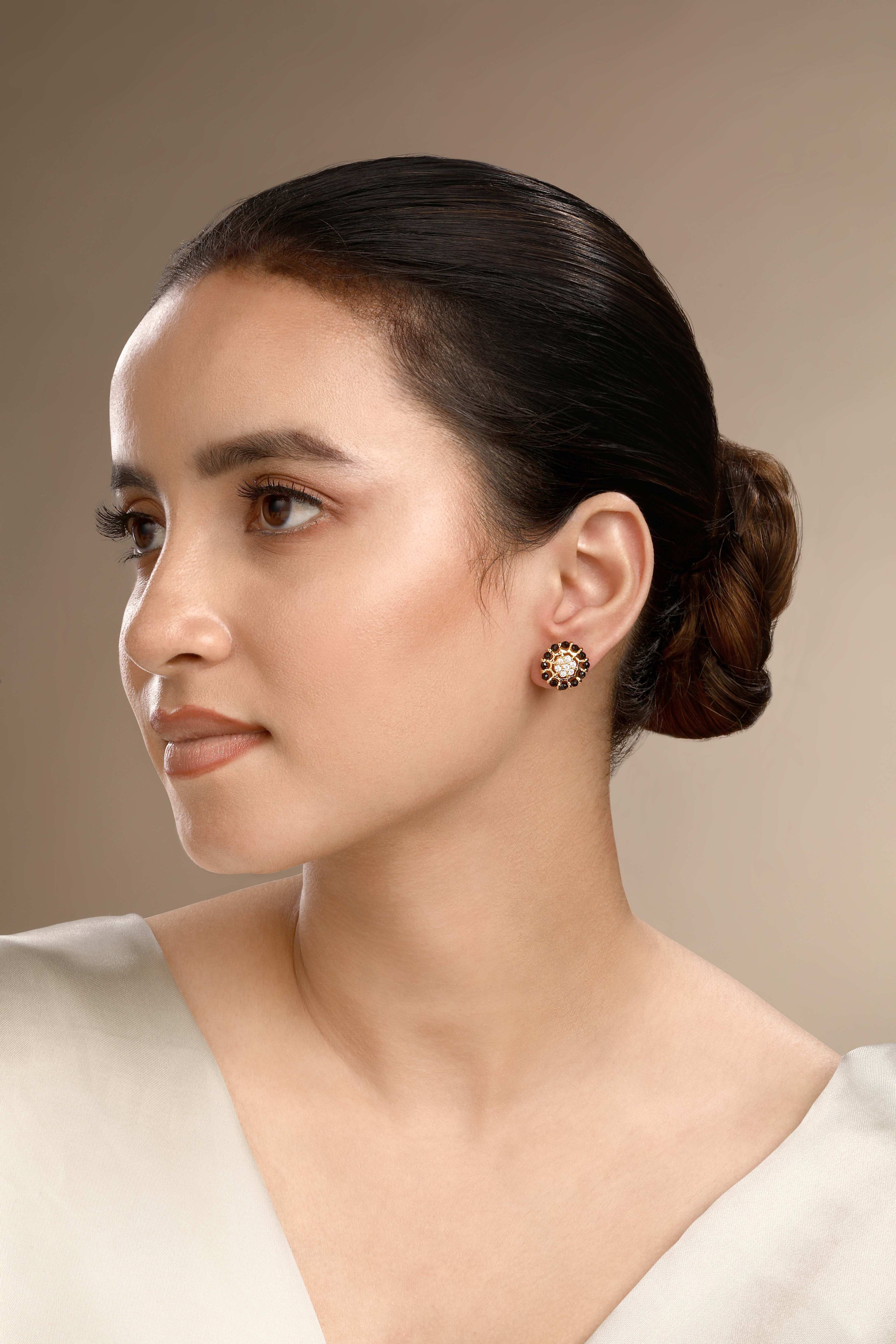 CY Sica Jewellery Cubic Zirconia Beads Round Earrings Front 2