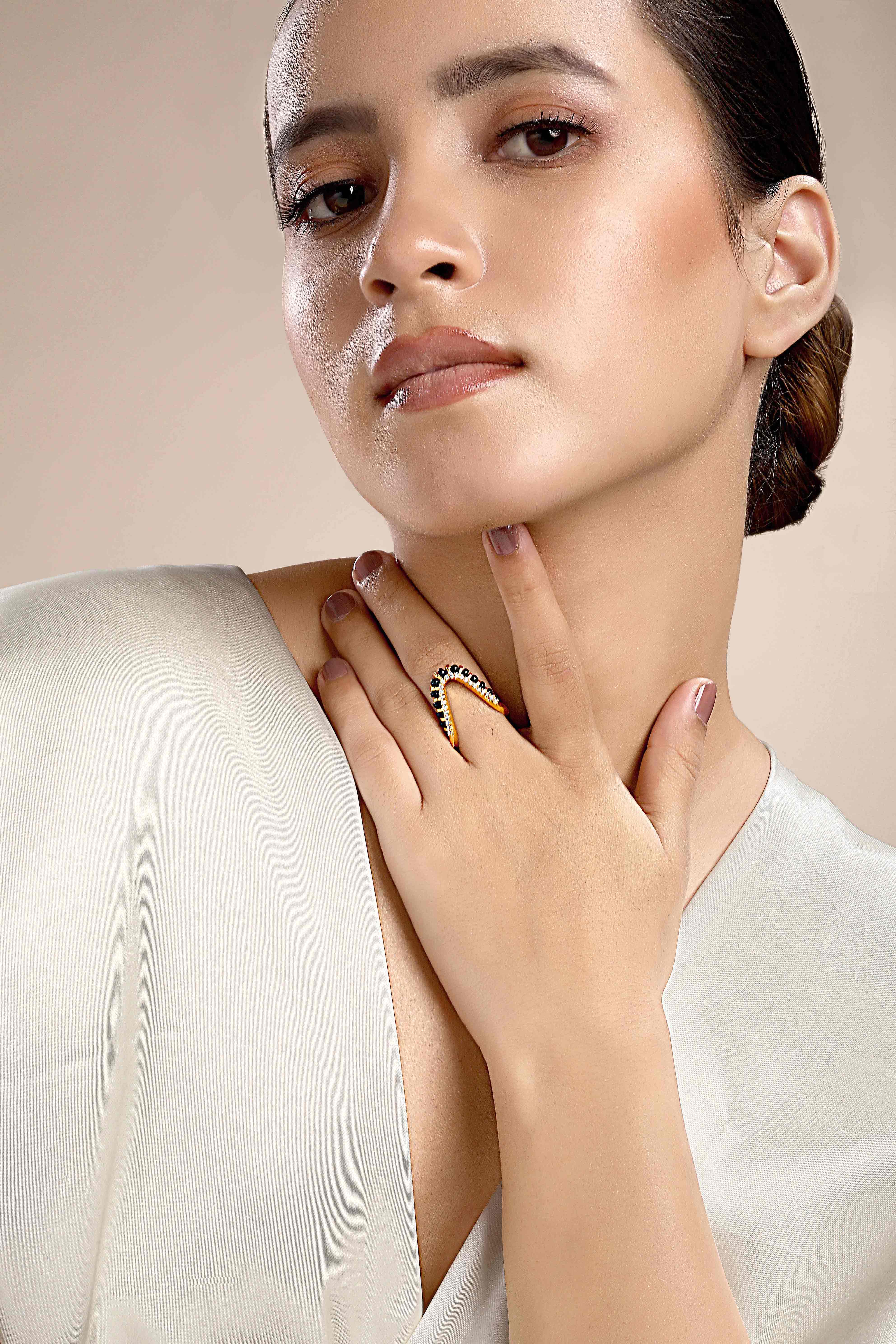 CY Sica Jewels Cubic Zirconia Beads Vanki Ring Front 2