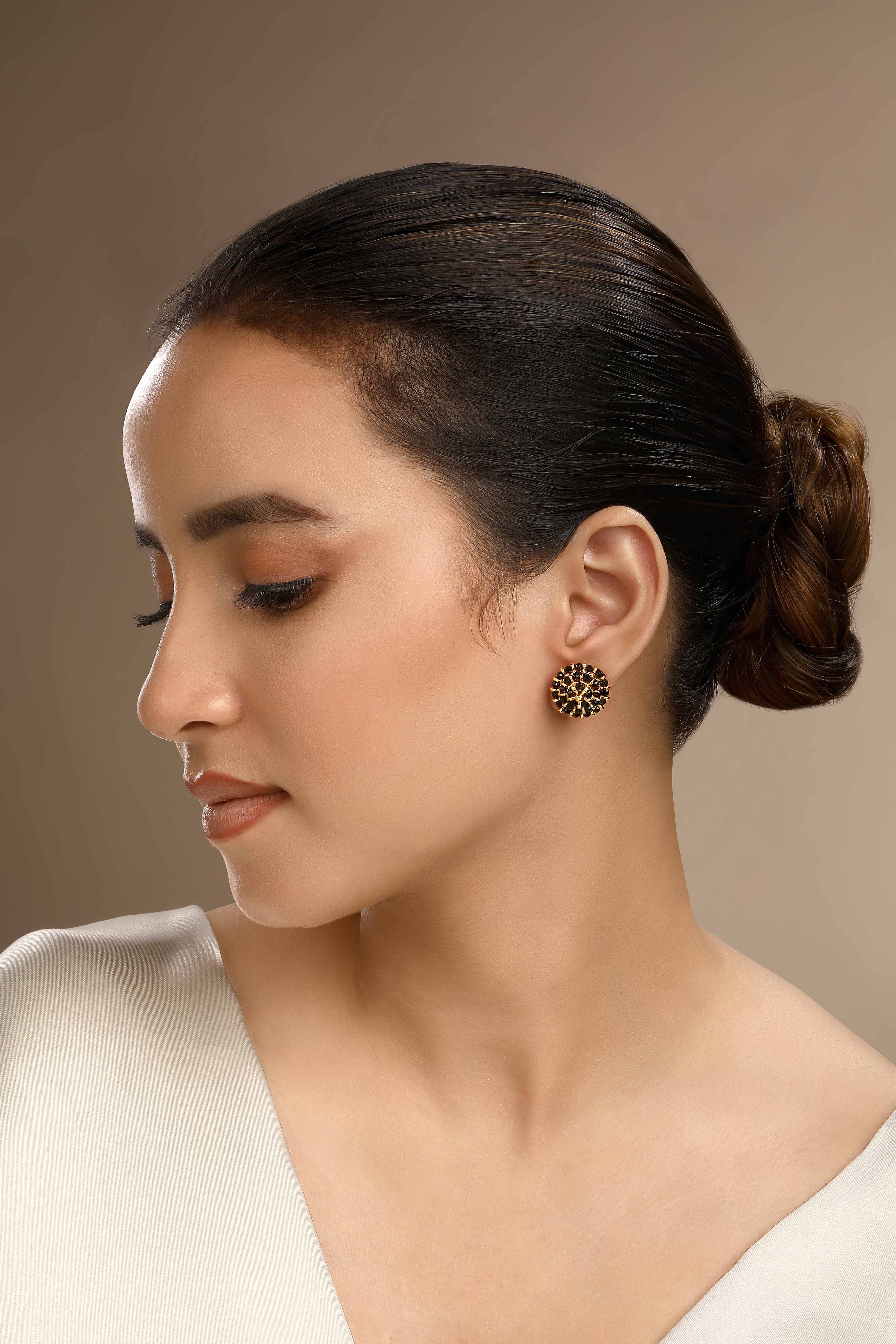 CY Sica Jewellery Cubic Zirconia Black Mushroom Earrings Front 2