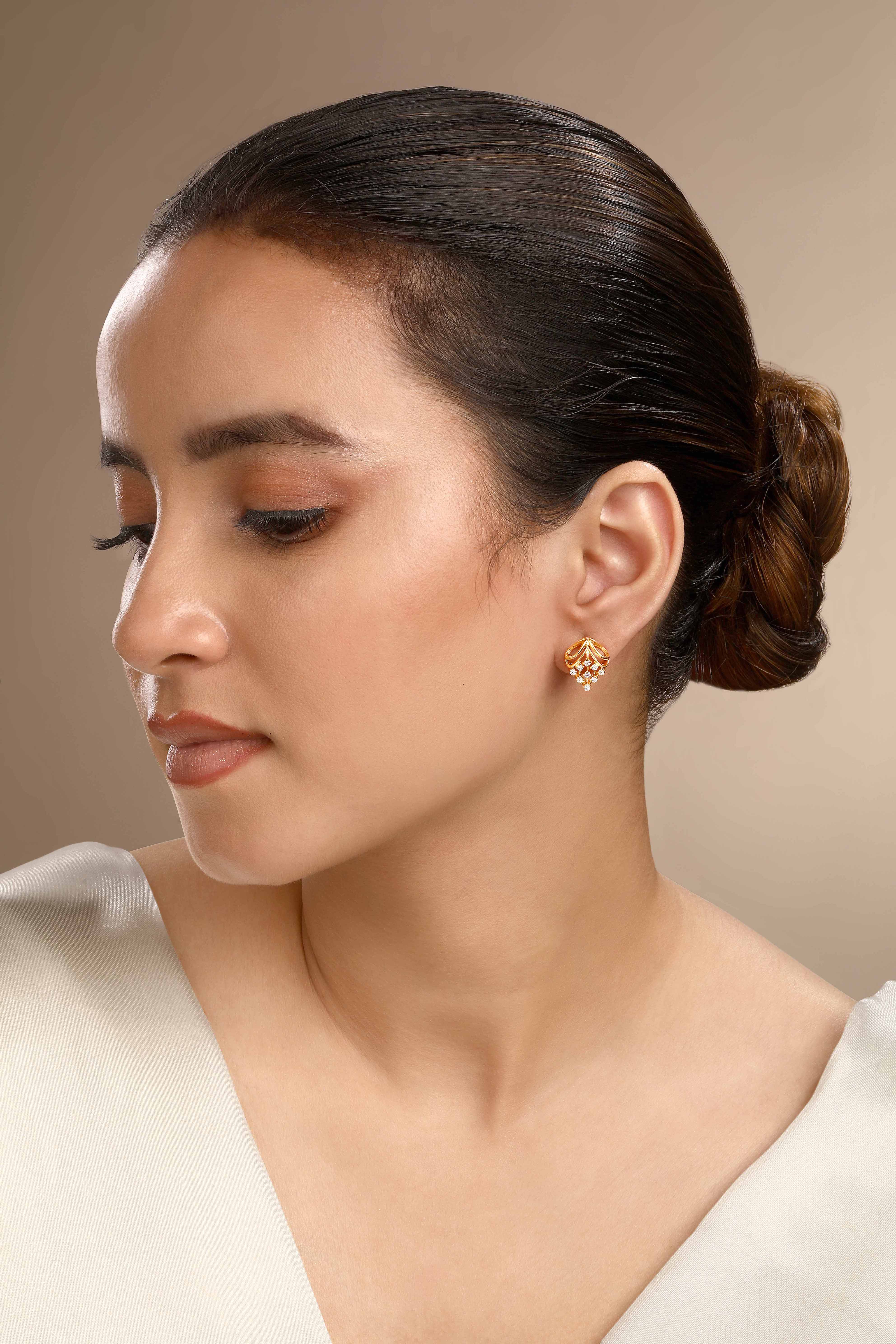 CY Sica Jewellery Cubic Zirconia Daffodil Earrings Front 2