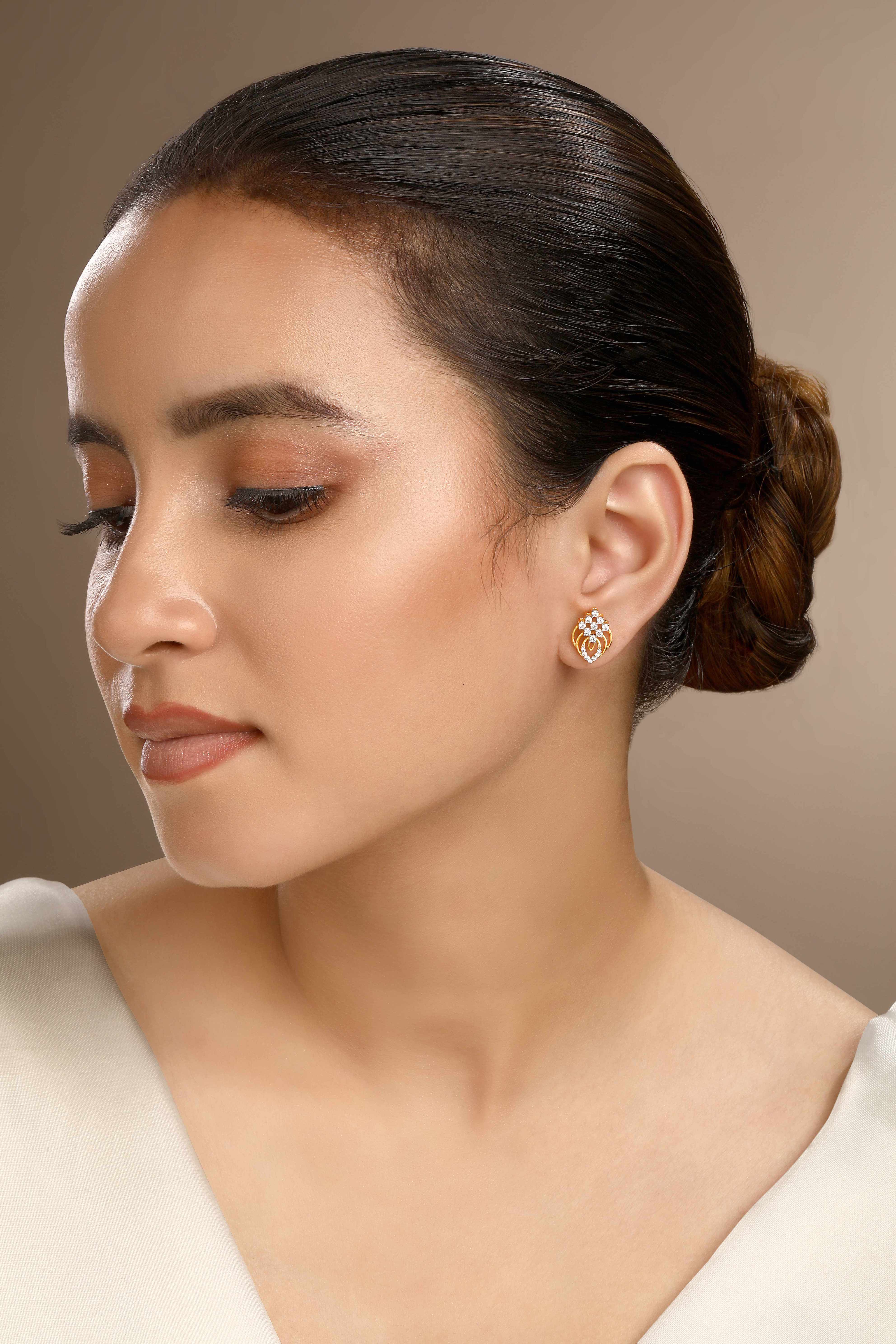 CY Sica Jewellery Cubic Zirconia Devaki Earrings Front 2