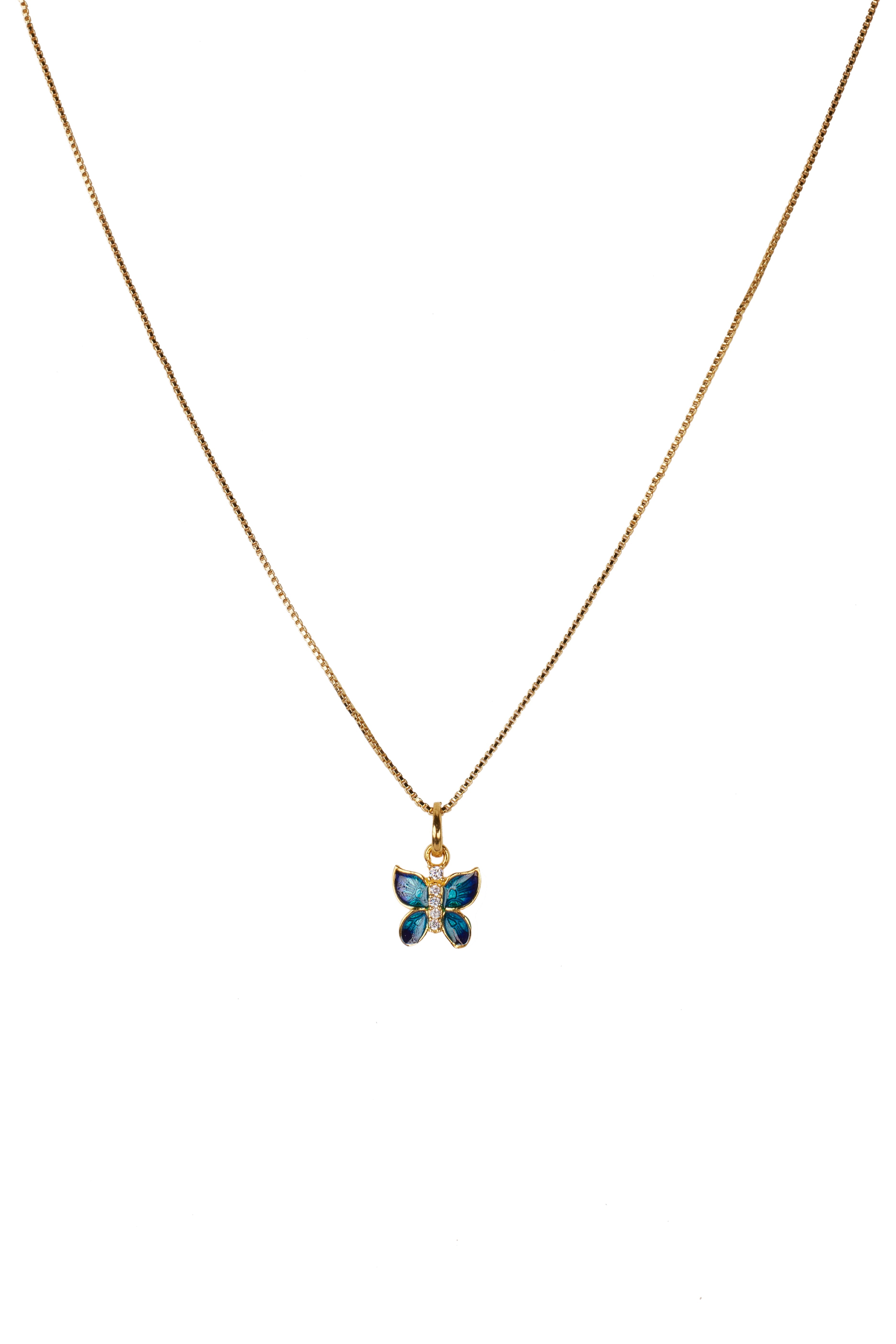 CY Sica Jewellery Cubic Zirconia Enamel Butterfly Pendant Set Front 3