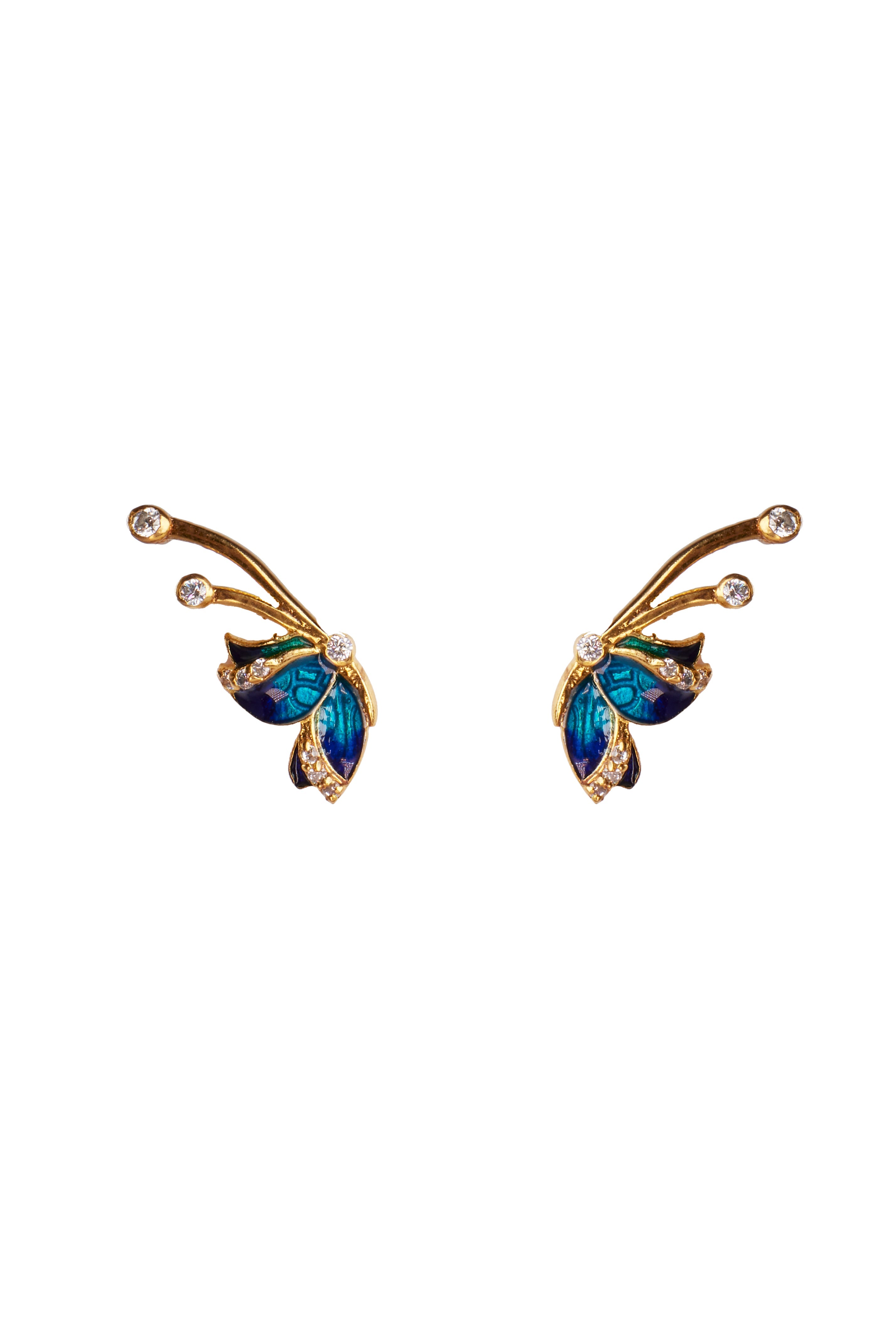 CY Sica Jewellery Cubic Zirconia Enamelled Butterfly Earrings Front 1