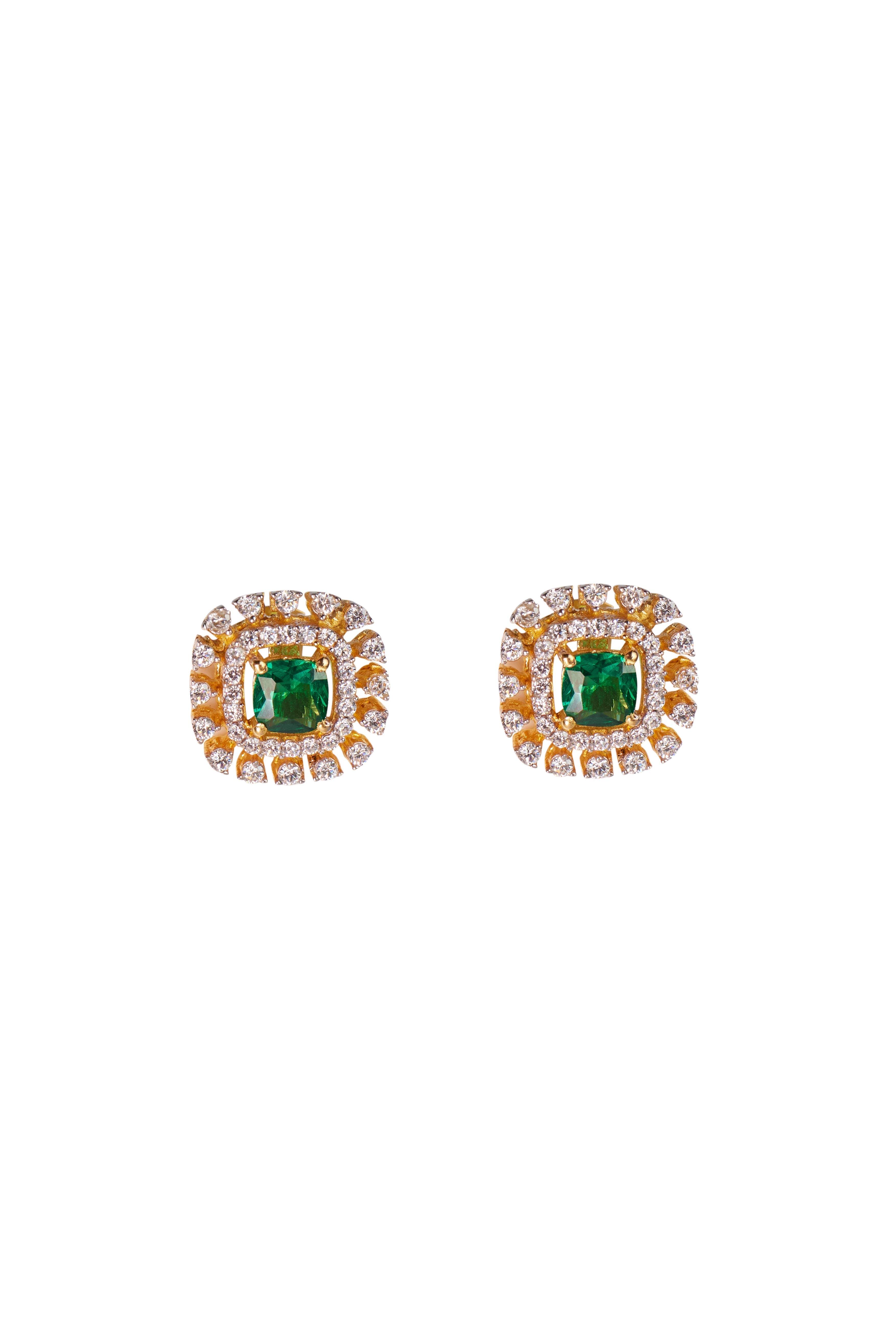 CY Sica Jewellery Cubic Zirconia Faux Emerald Earrings Front 1