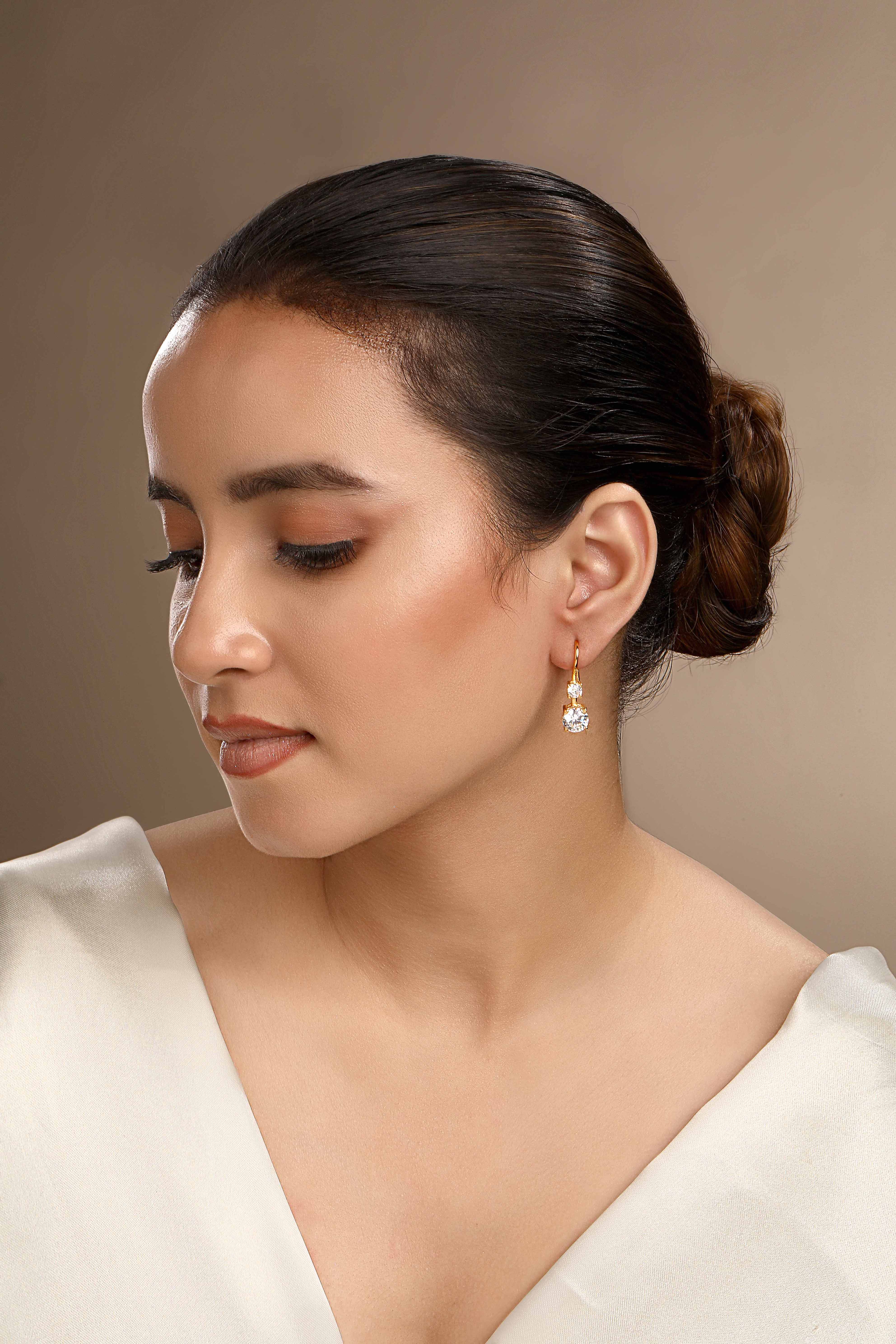 CY Sica Jewellery Cubic Zirconia Fish Lock Earrings Front 2