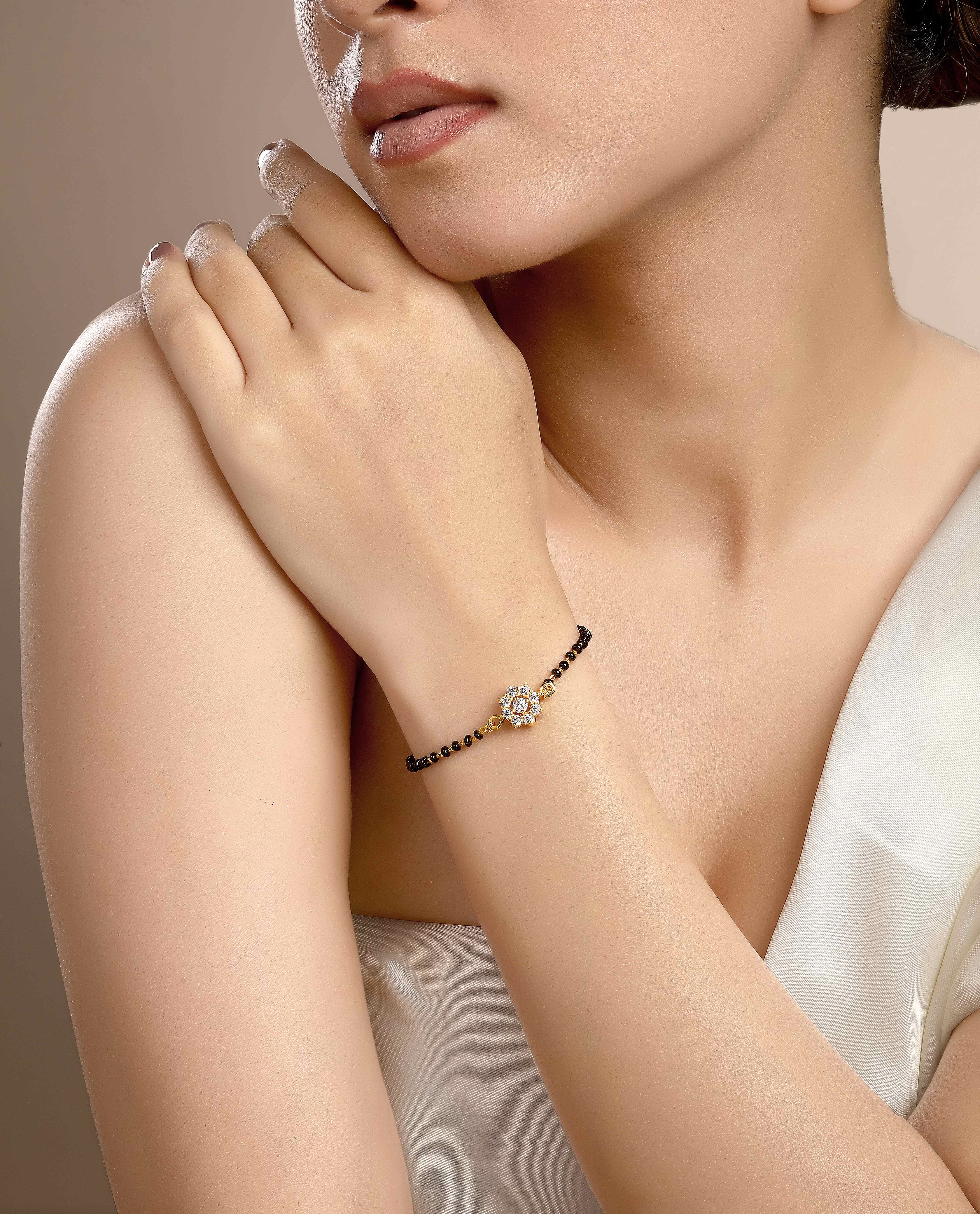 CY Sica Jewellery Cubic Zirconia Floral Hand Mangalsutra Front 2