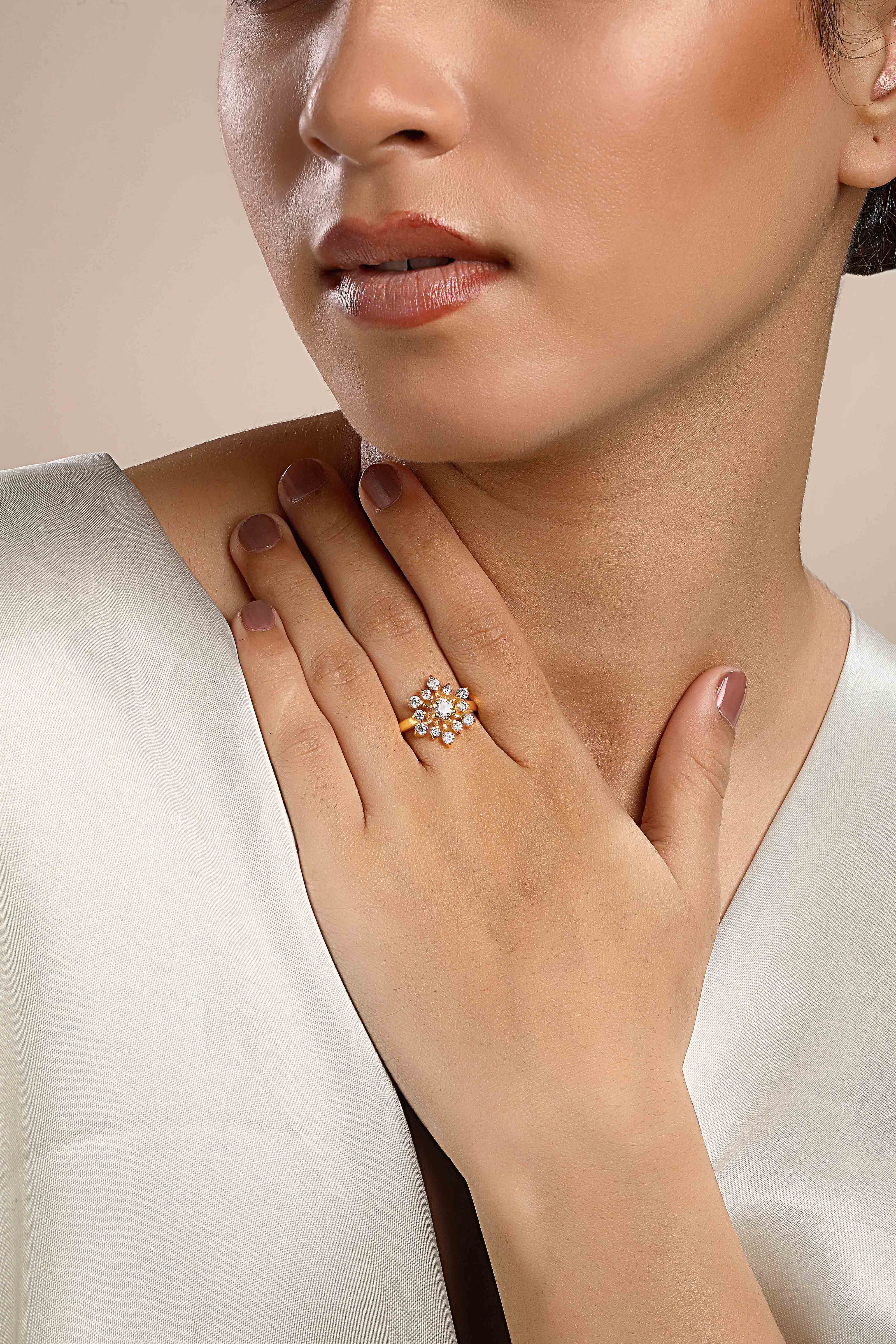 CY Sica Jewellery Cubic Zirconia Floral Ring Front 2