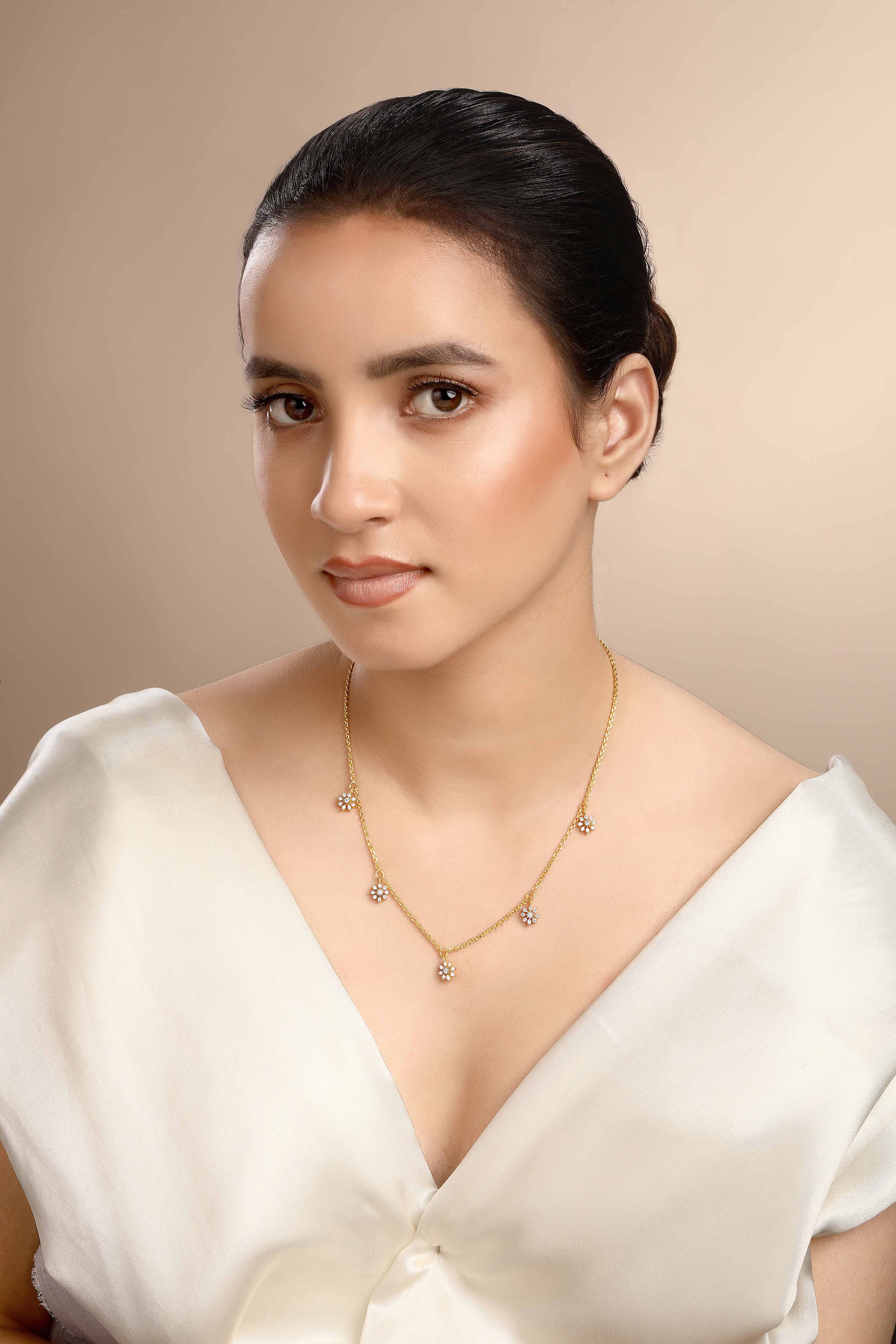 CY Sica Jewellery Cubic Zirconia Flower Necklace Front 2