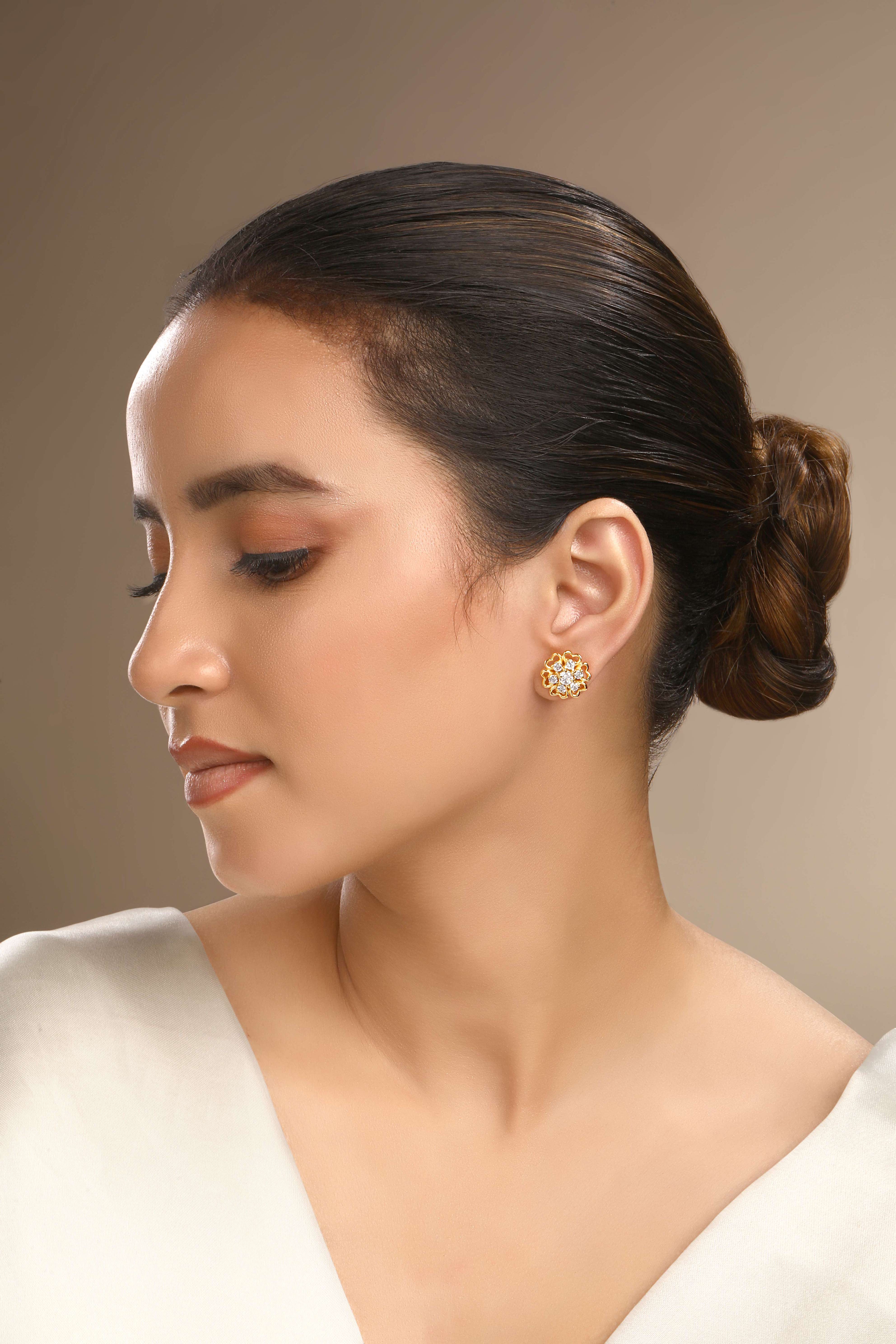 CY Sica Jewellery Cubic Zirconia Love Studs Front 2