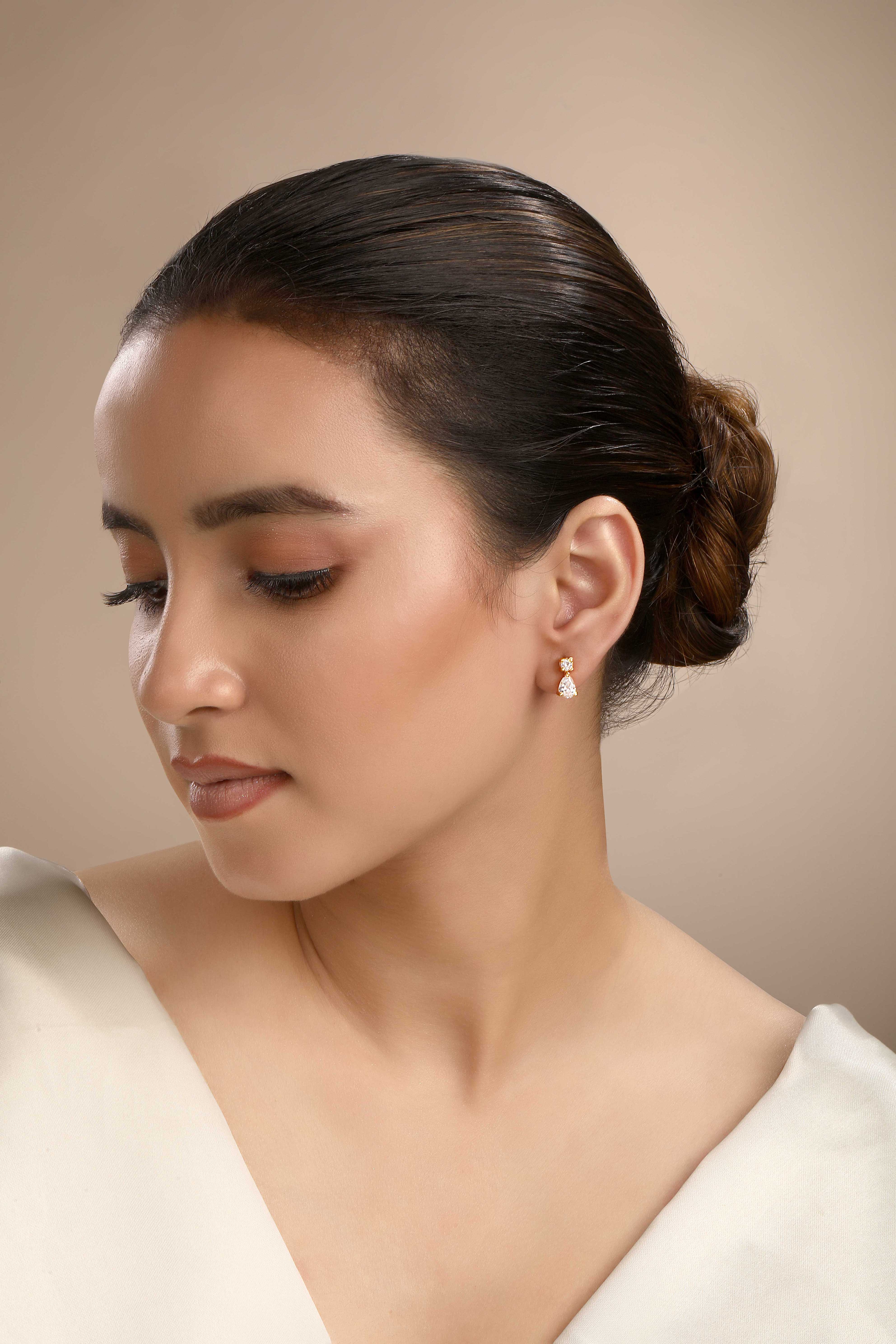 CY Sica Jewellery Cubic Zirconia Pebble Earrings Front