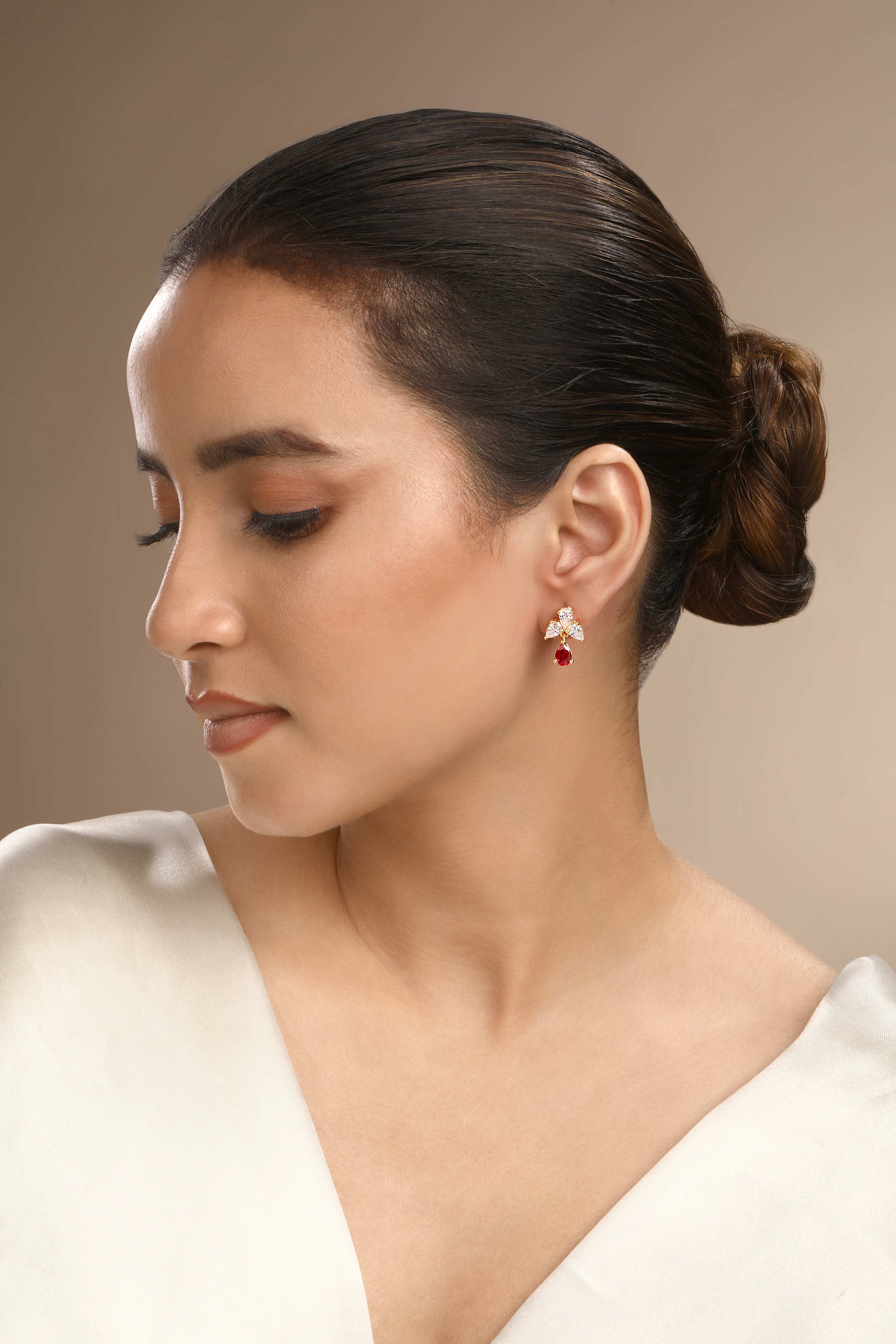 CY Sica Jewellery Cubic Zirconia Pink Drop Earrings Front 2