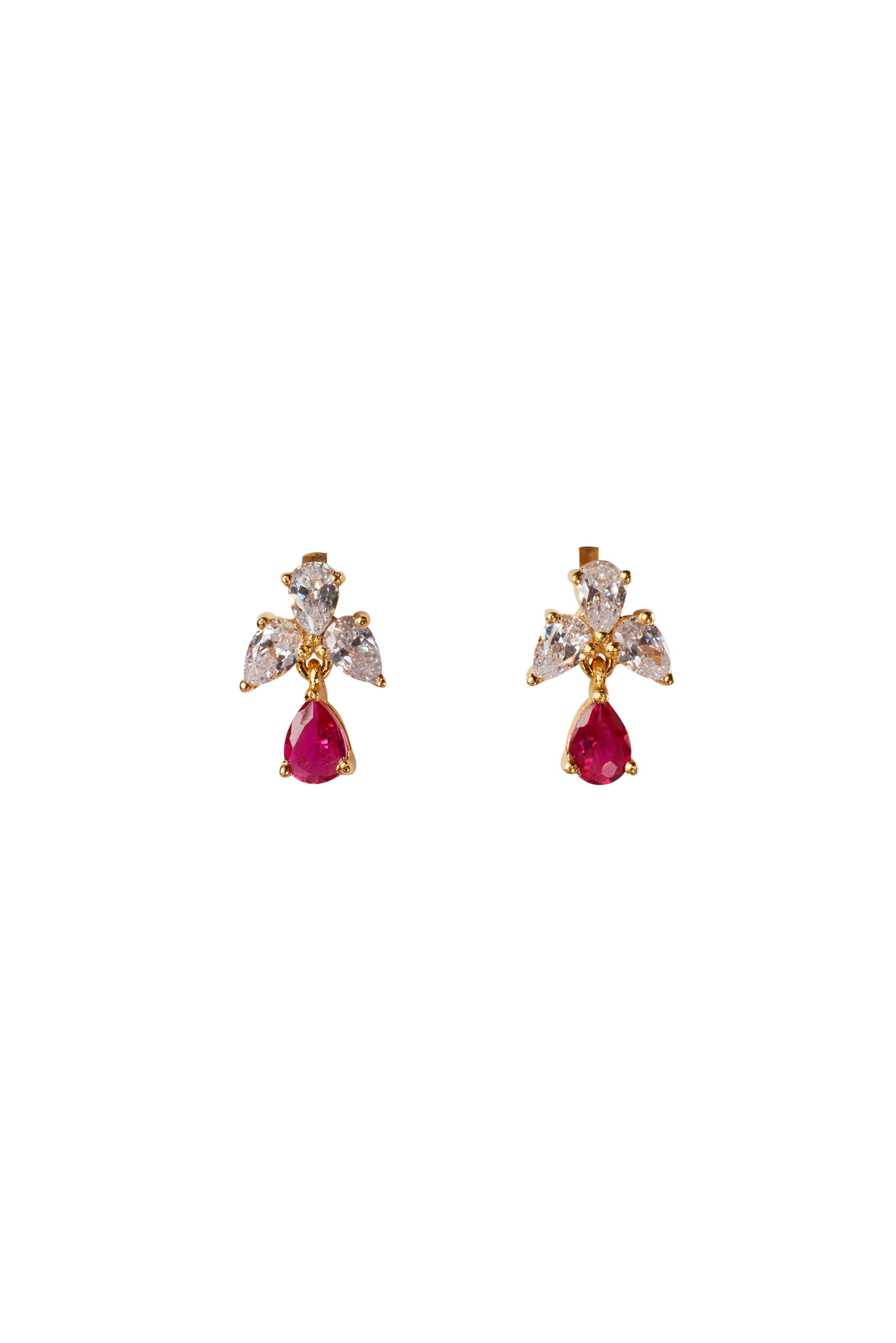 CY Sica Jewellery Cubic Zirconia Pink Drop Earrings Front 1