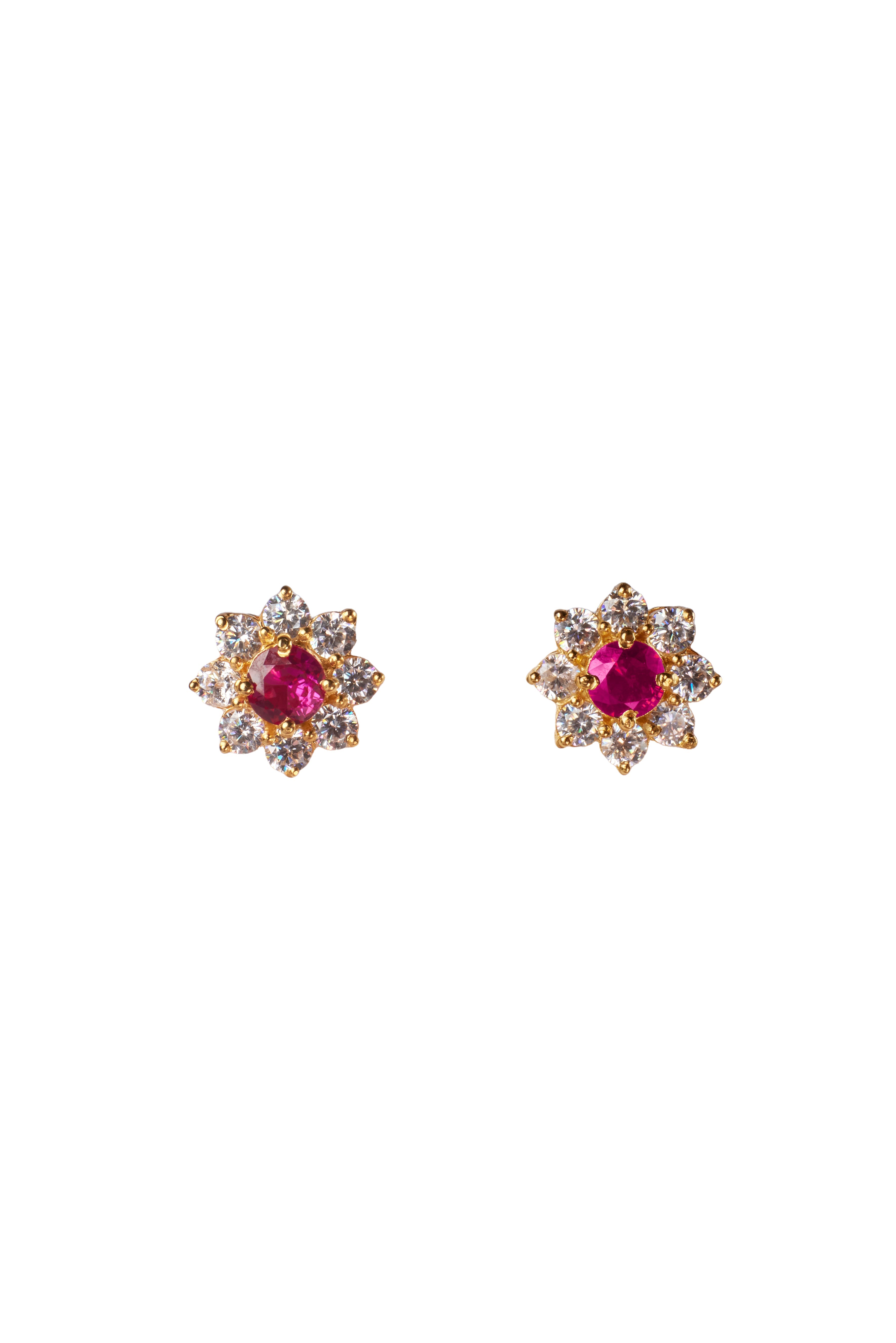 CY Sica Jewellery Cubic Zirconia Pink Flower Studs Front 1