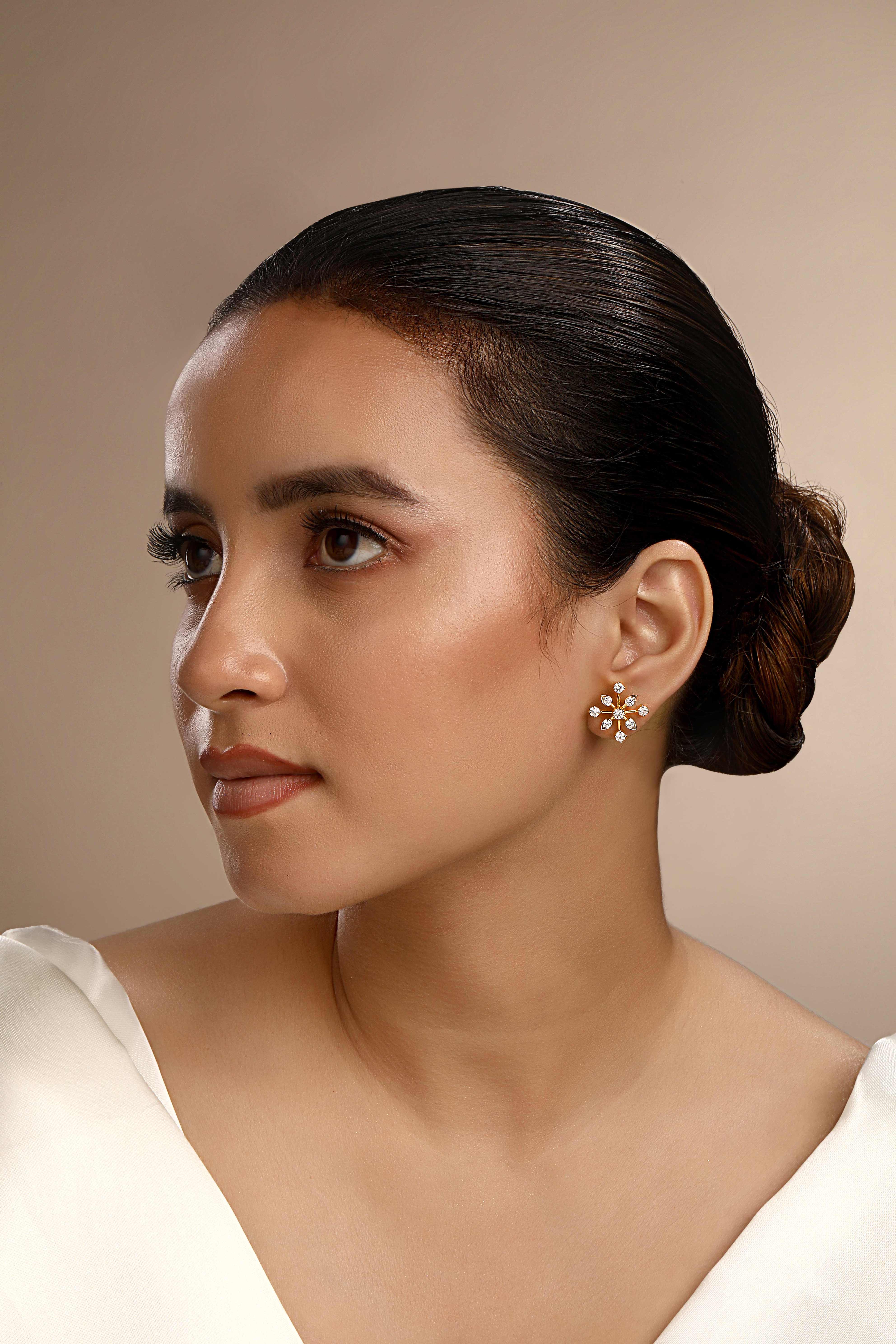 CY Sica Jewellery Cubic Zirconia Pushan Earrings Front 2