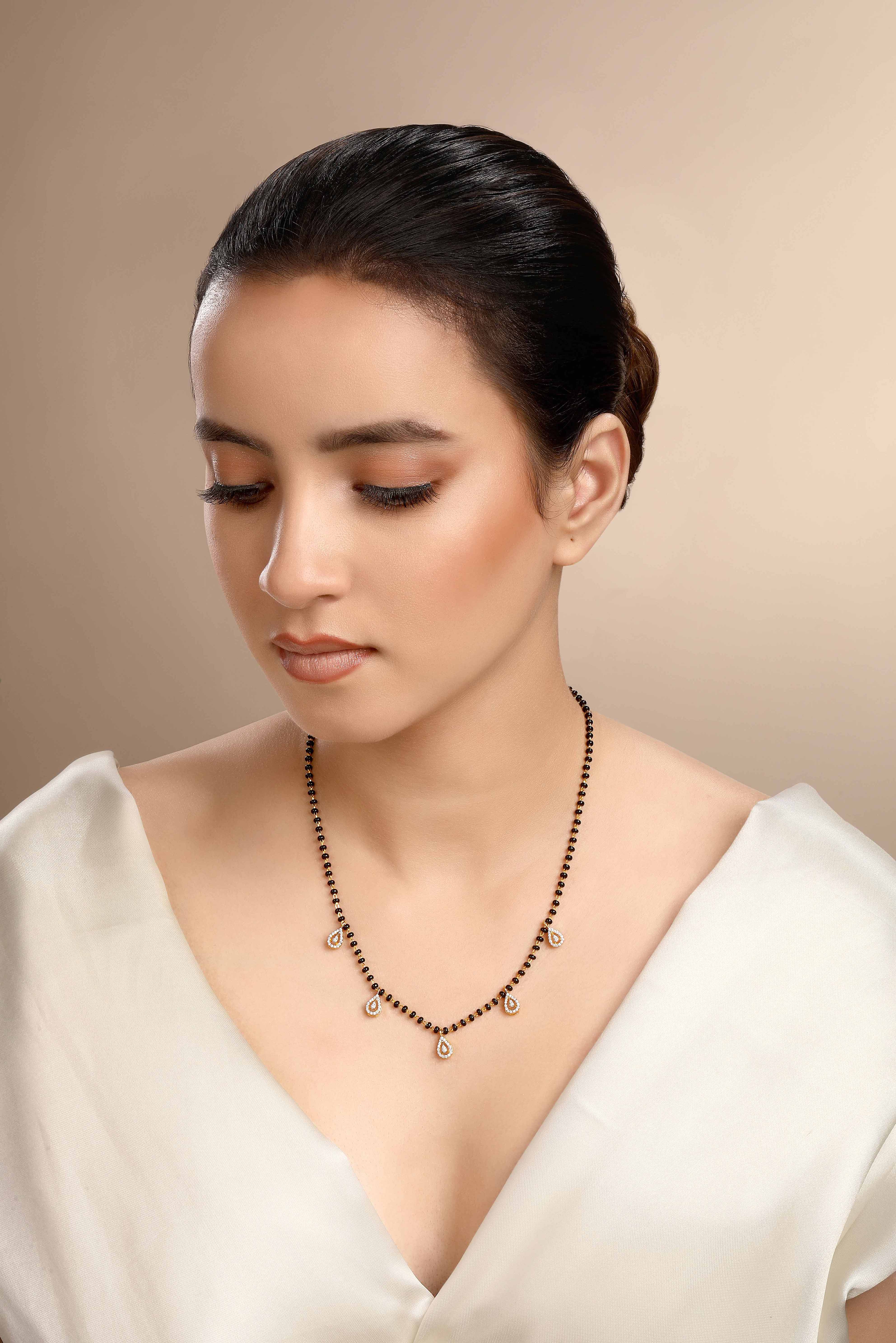 CY Sica Jewellery Cubic Zirconia Raindrop Mangalsutra Front 2