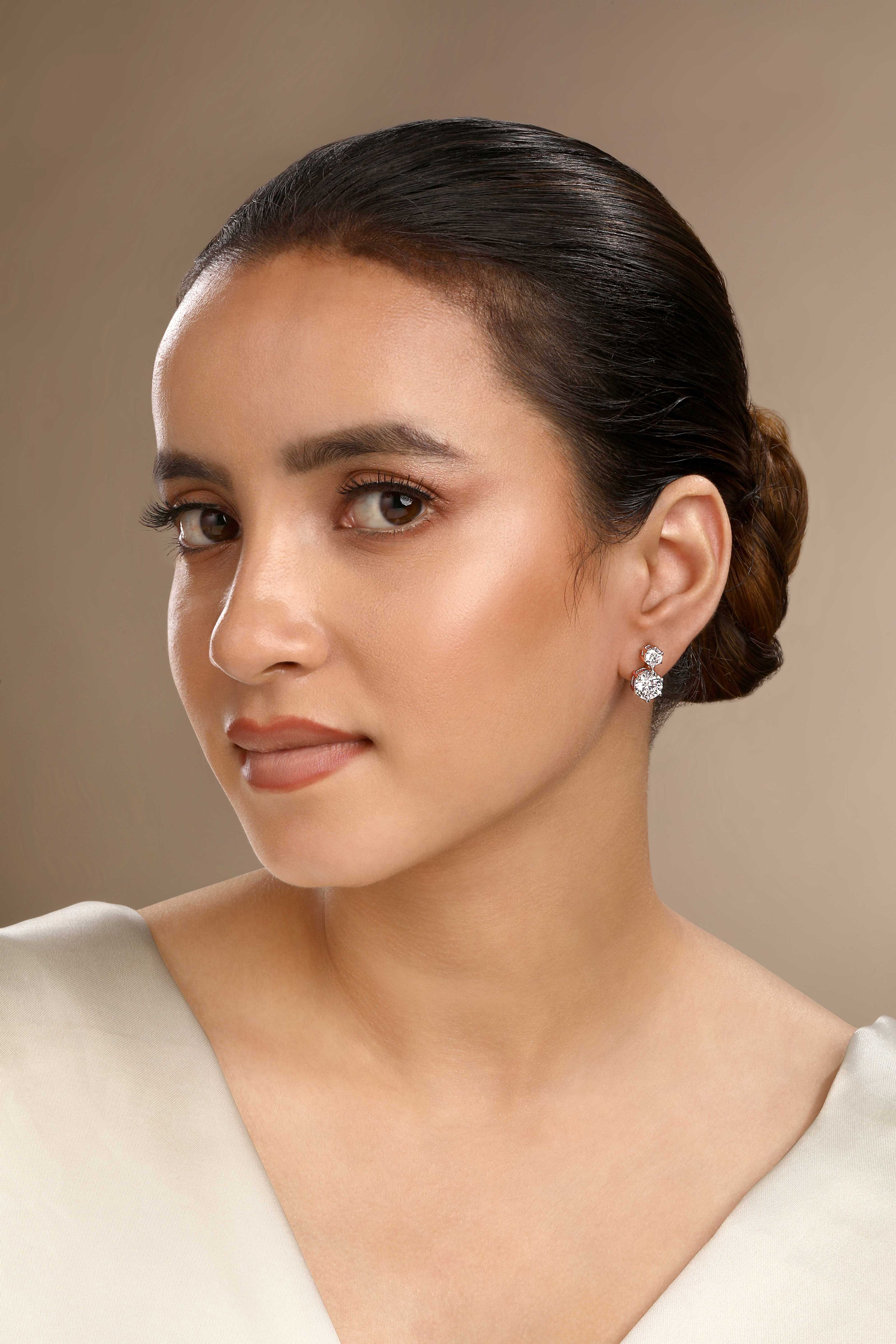 CY Sica Jewellery Cubic Zirconia Solitaire Earrings Front 2