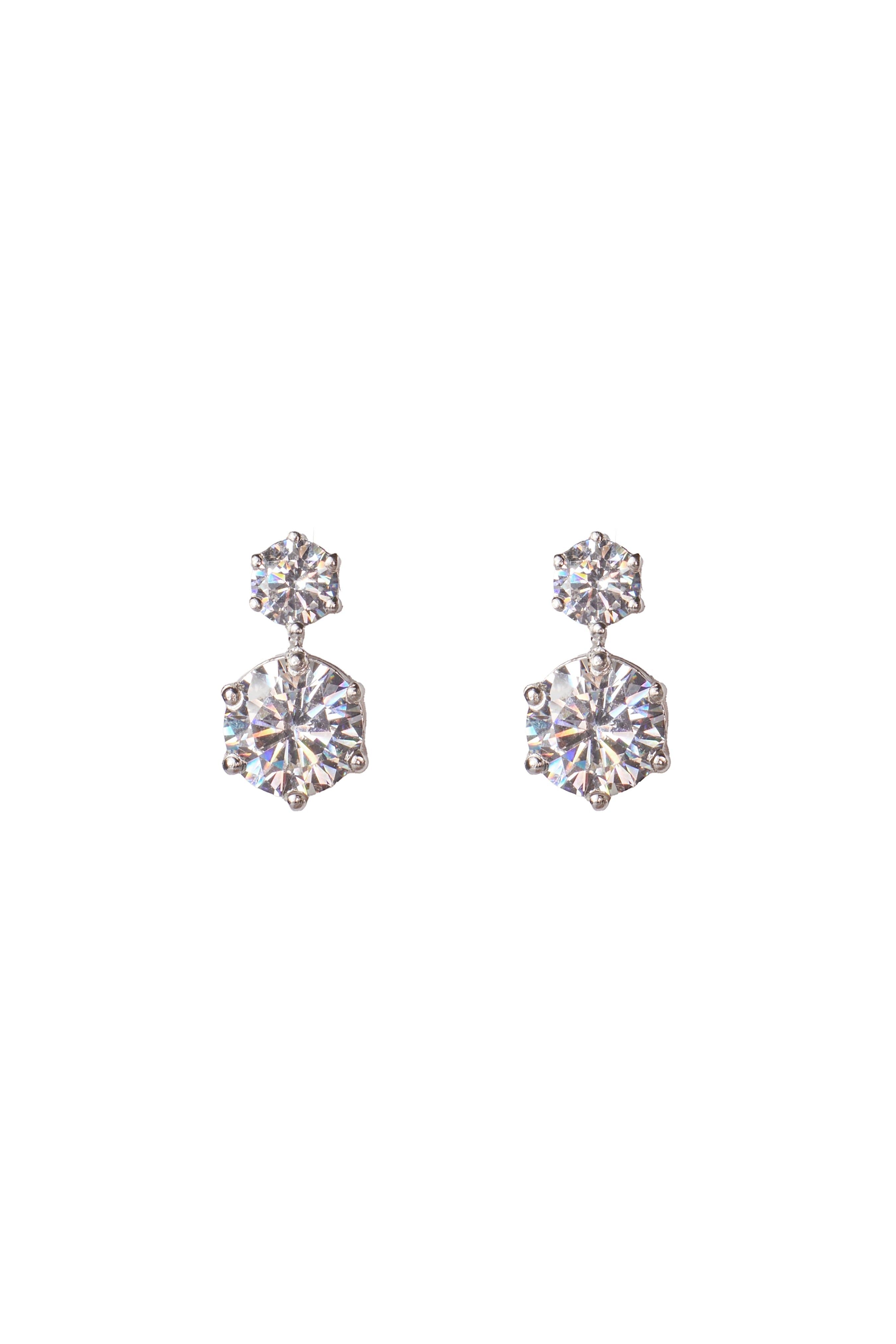 CY Sica Jewellery Cubic Zirconia Solitaire Earrings Front 1