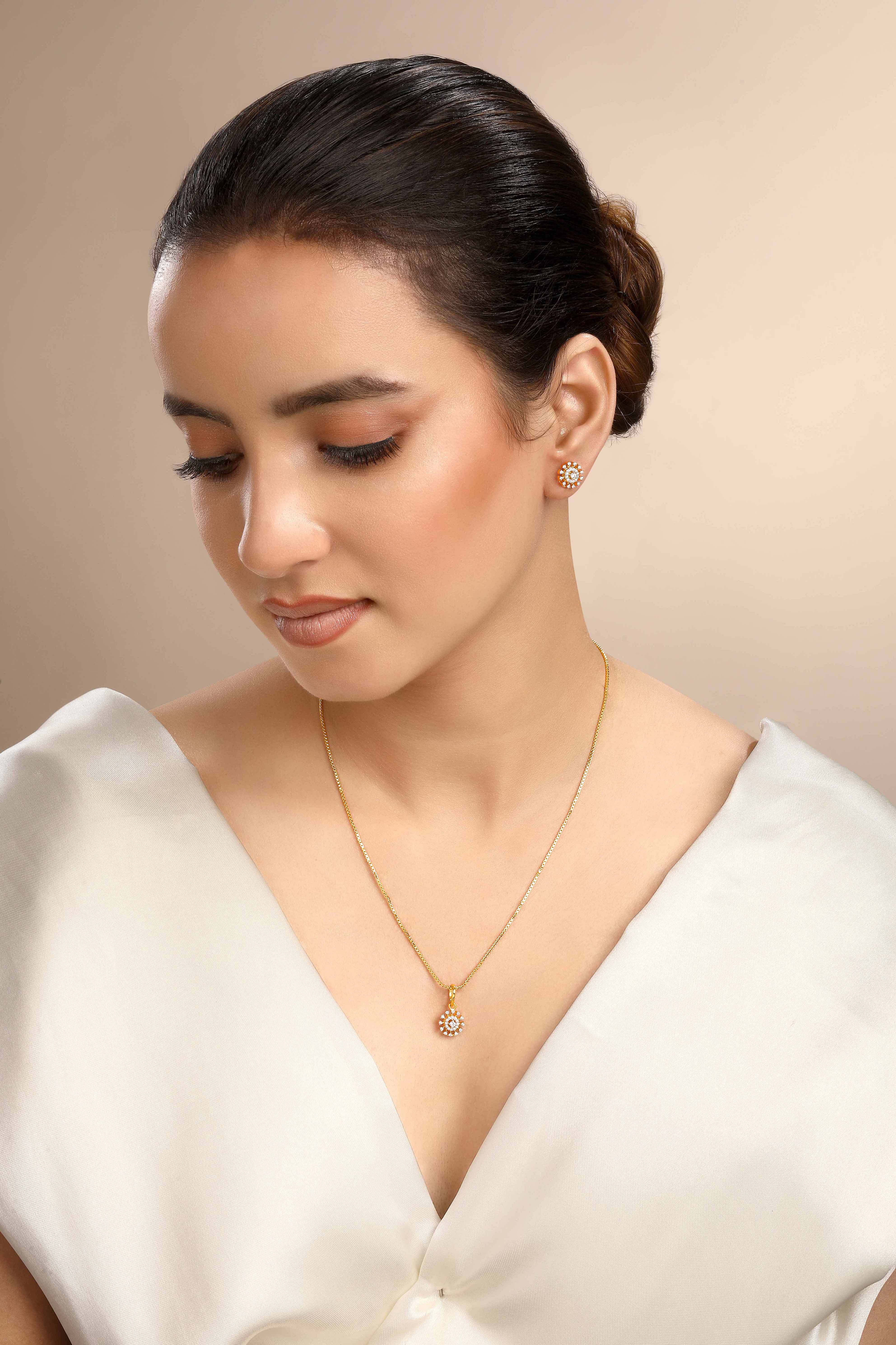 CY Sica Jewellery Cubic Zirconia Vasuki Pendant Set Front 2