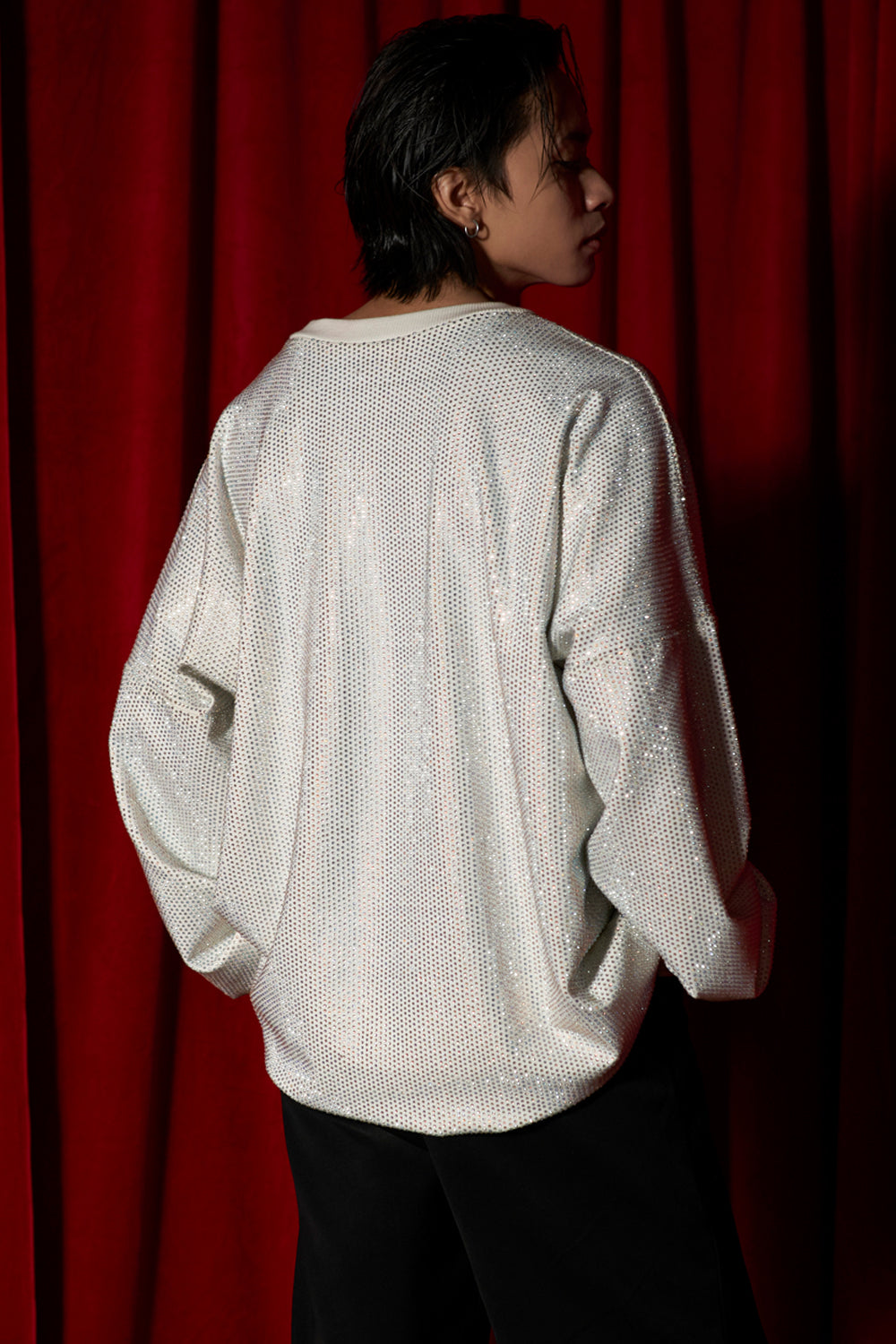 Silver Cascade Crystal Sweatshirt - Auraya Fashion - - #tag1# - #tag2# - #tag3# - #tag3#