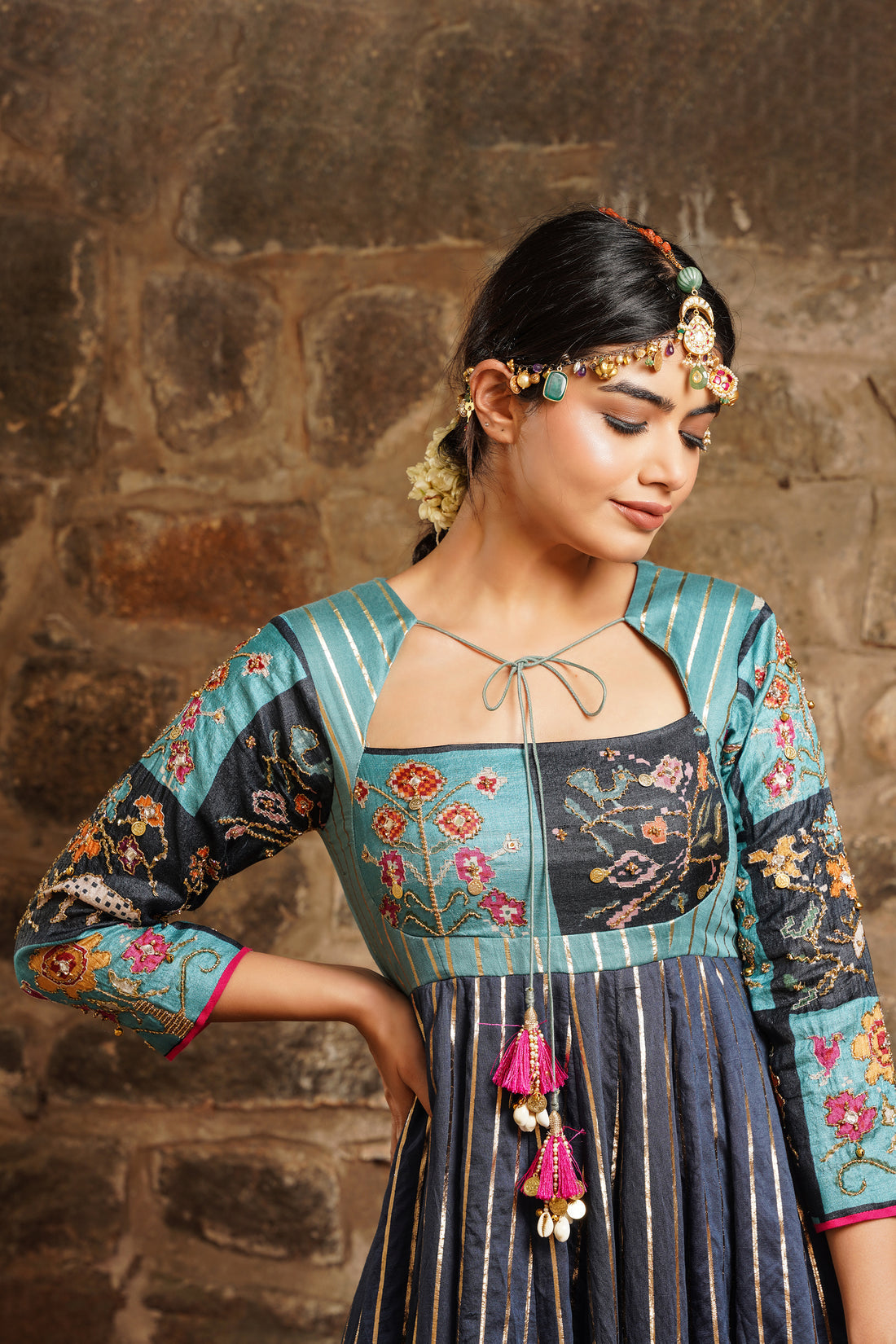 Hasrat-Exquisite Oceanic Blue Anarkali Set Anarkali Set
