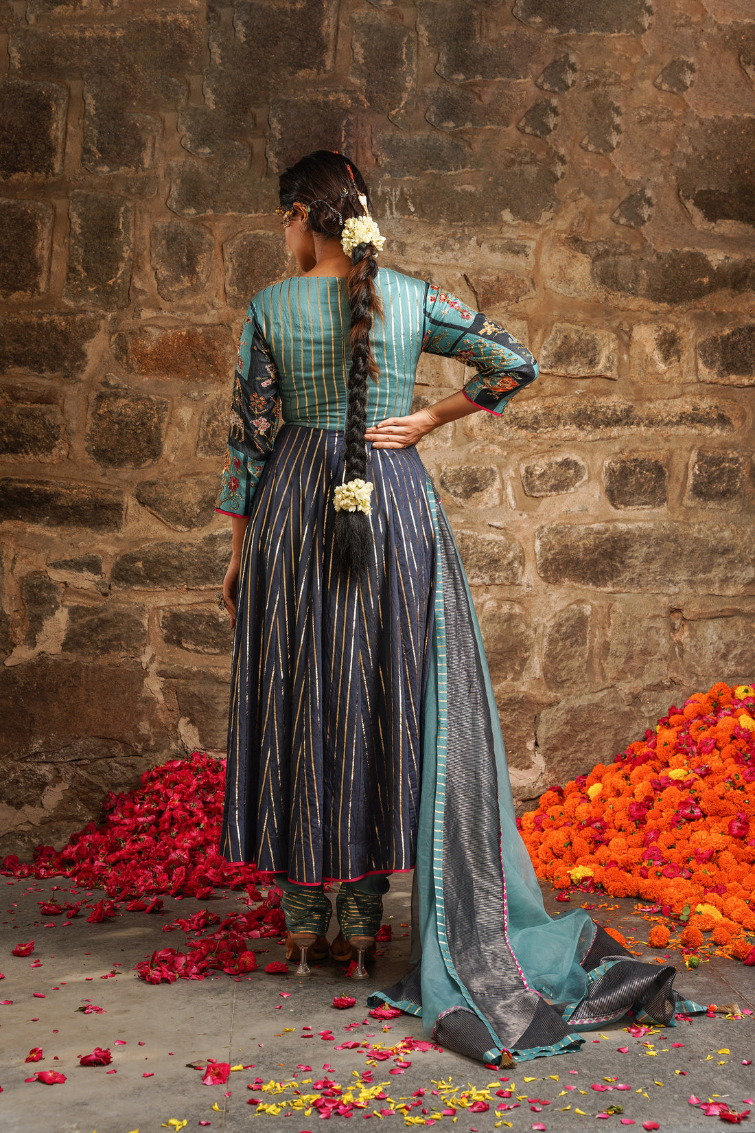 Hasrat-Exquisite Oceanic Blue Anarkali Set Anarkali Set