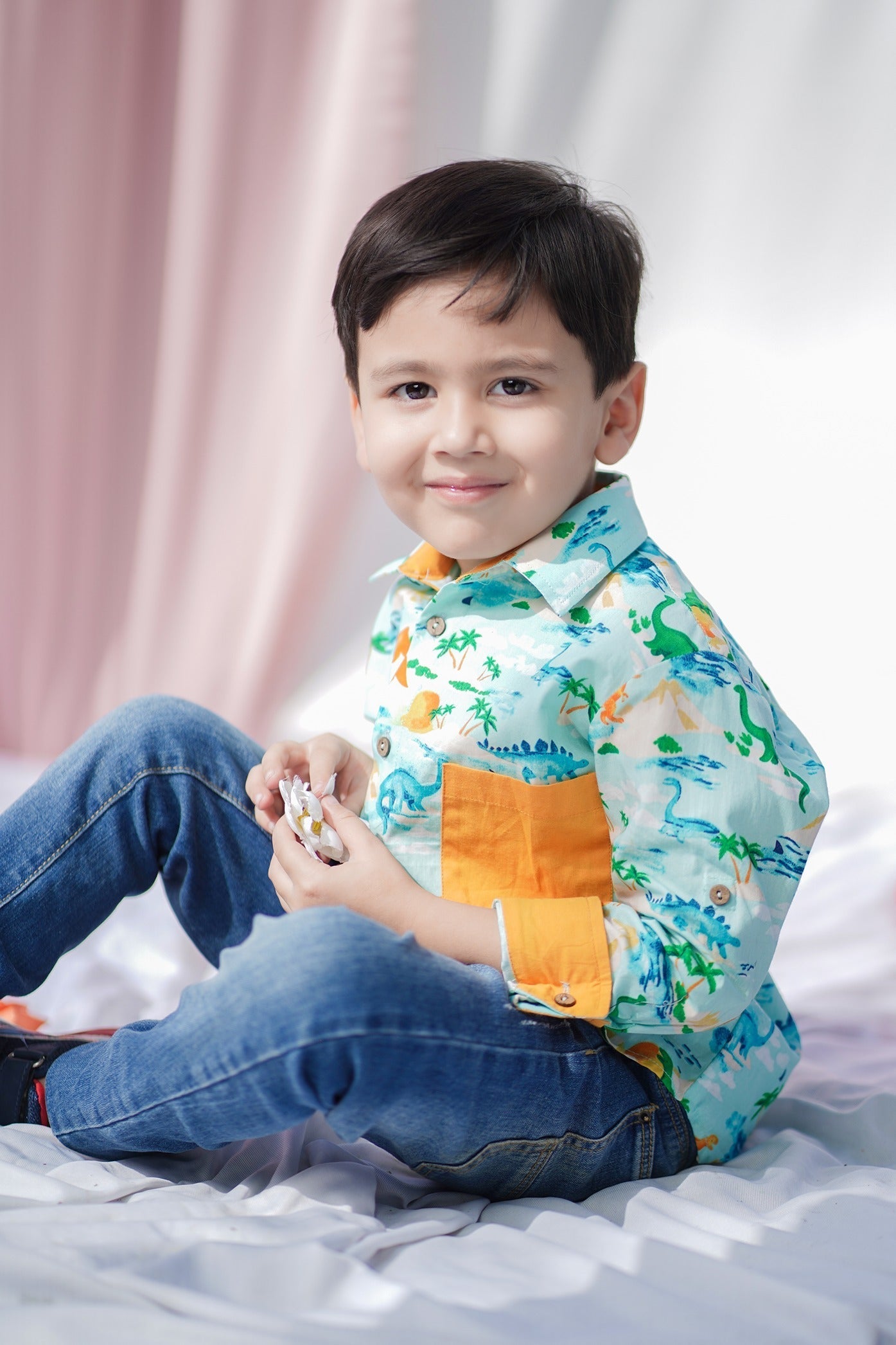 "Dino-Roar" Boys Cotton Shirt - CuddlesClothing