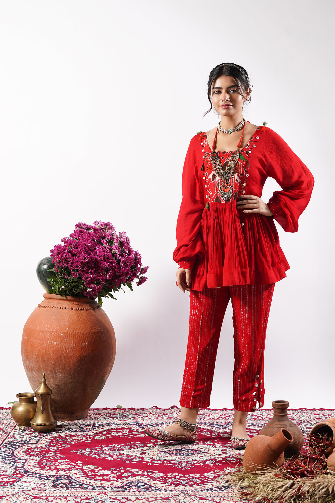 Aashna-Fiery Red Patola Co-Ord Set
