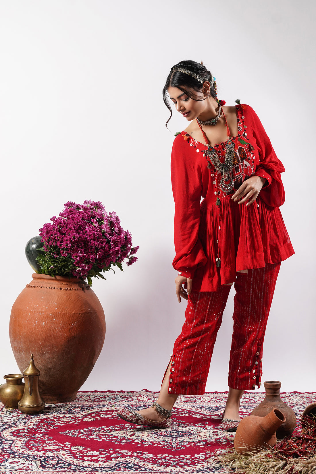 Aashna-Fiery Red Patola Co-Ord Set