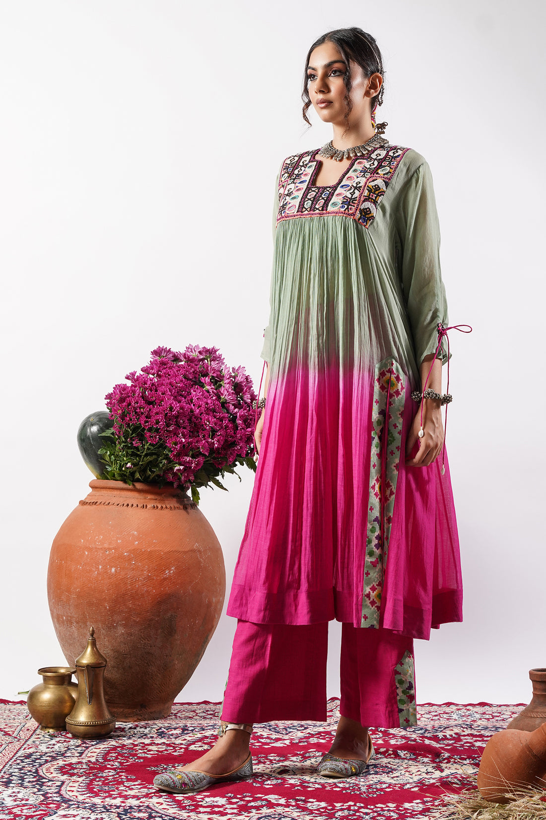 Inara-Shaded Embroidered Kurti Set