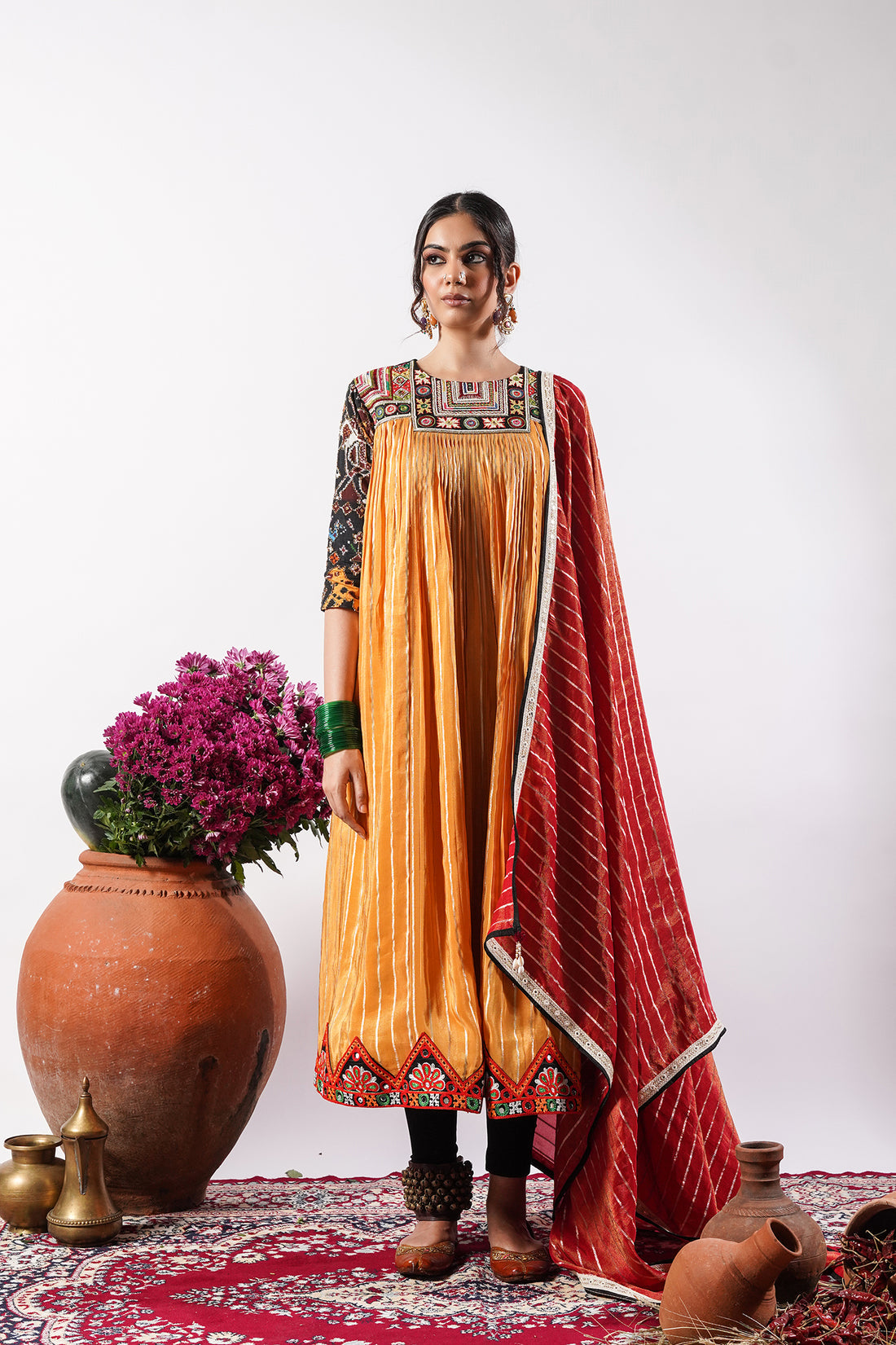 Piyara-Sunshine Yellow Patola Anarkali Set