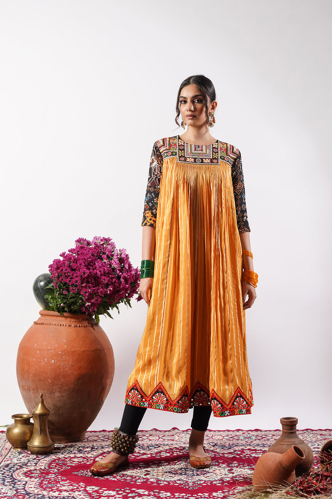 Piyara-Sunshine Yellow Patola Anarkali Set