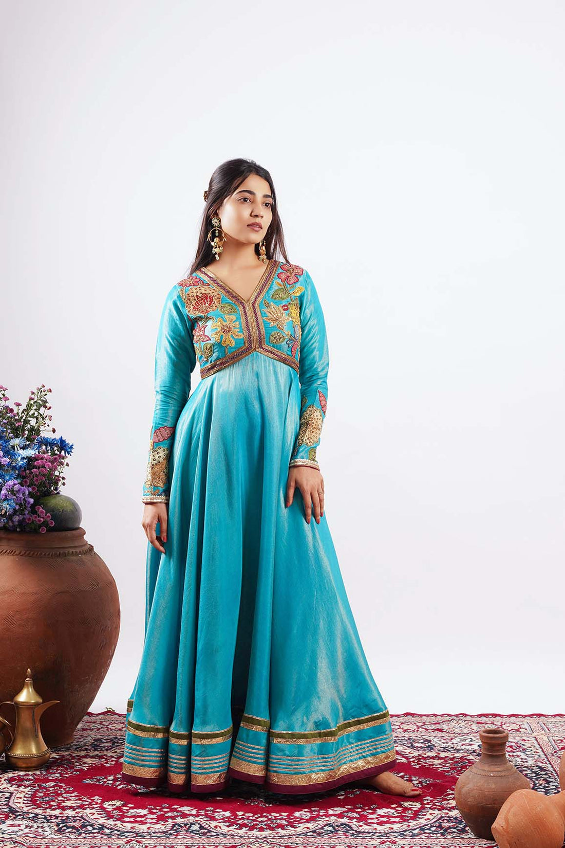 Nazaakat-Blue Embriodered Anarkali Set
