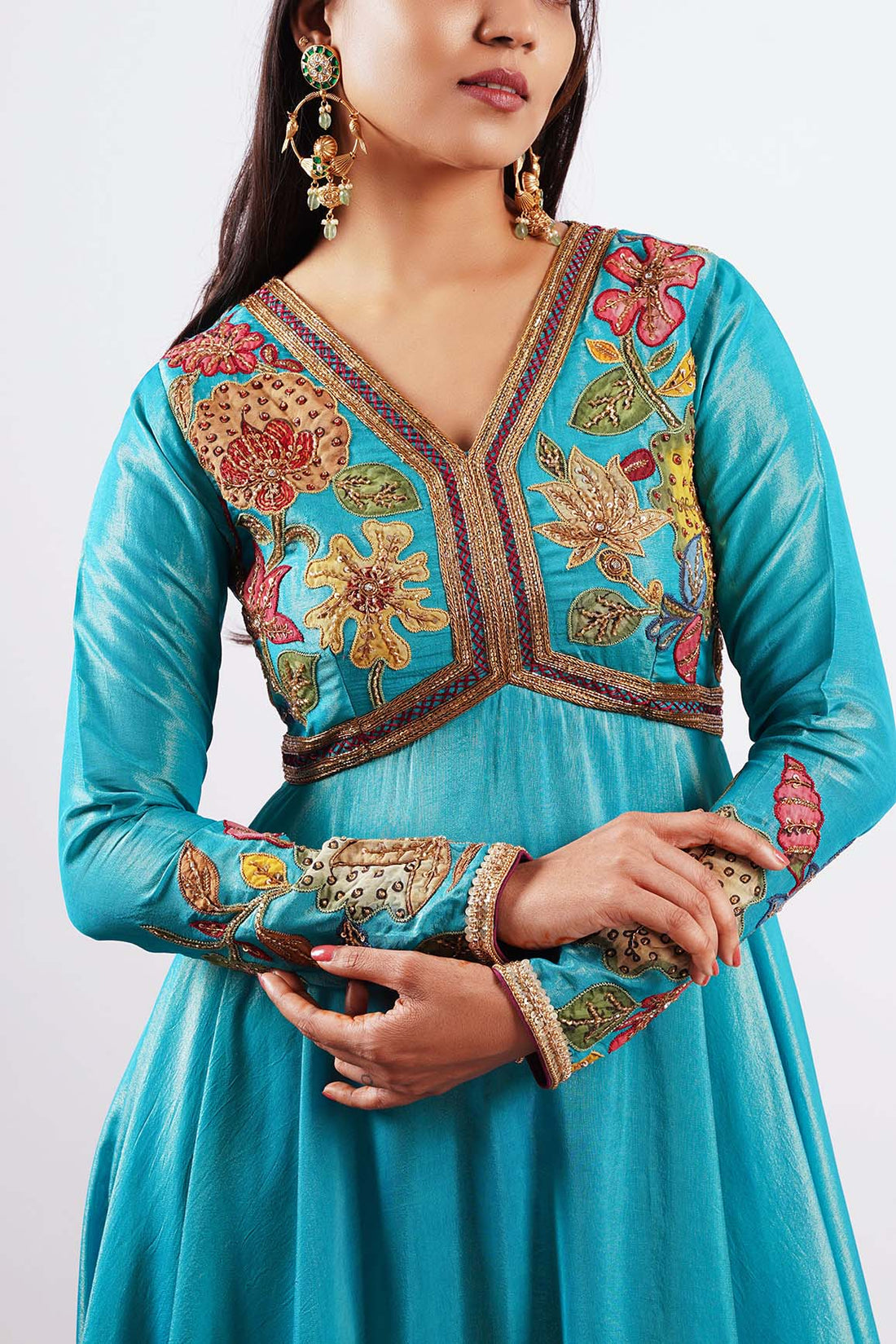 Nazaakat-Blue Embriodered Anarkali Set