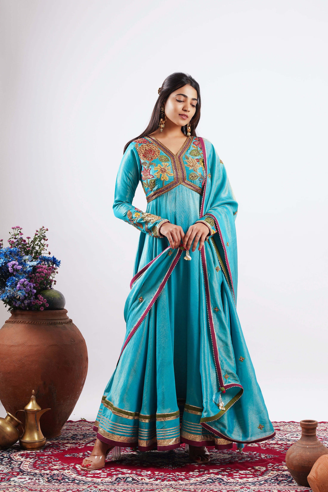 Nazaakat-Blue Embriodered Anarkali Set