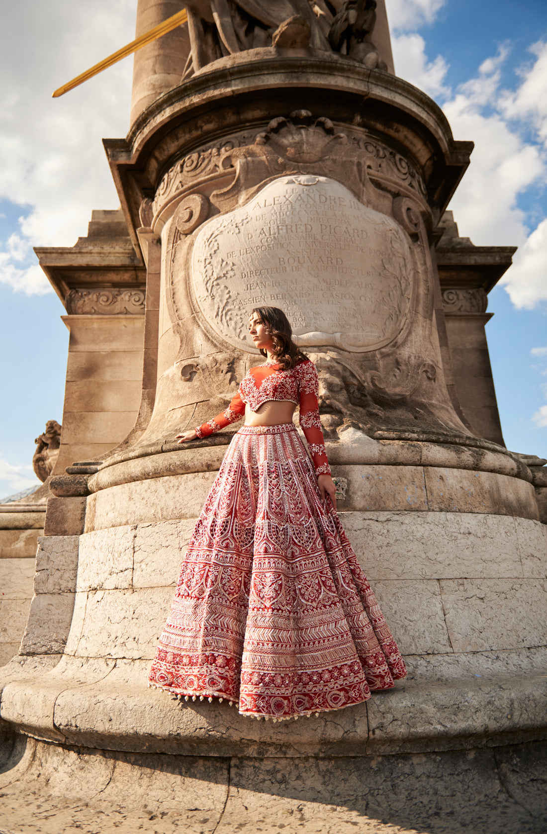 Carnelian Red Embroidered Lehenga Set