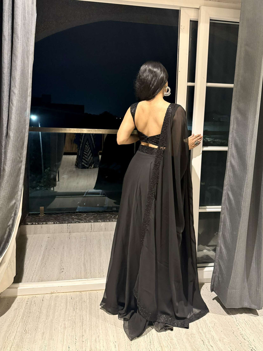 CY Deasha India Avani Detailed Black Lehenga Set Back 2