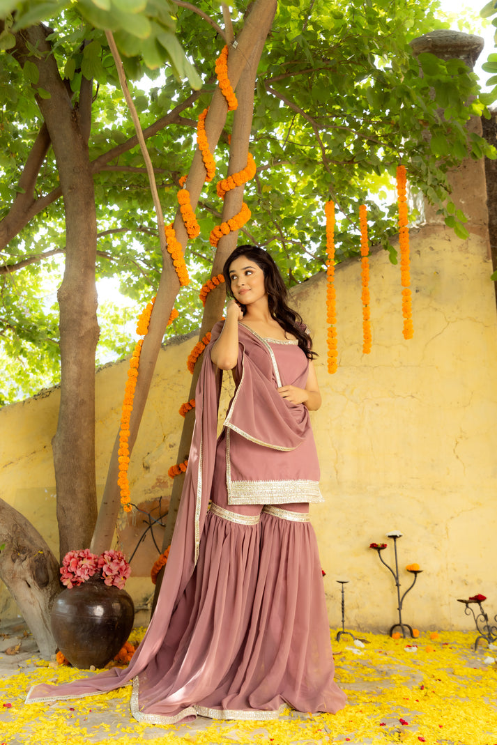 CY Deasha India Avya Mauve Detailed Sharara Set Front 1