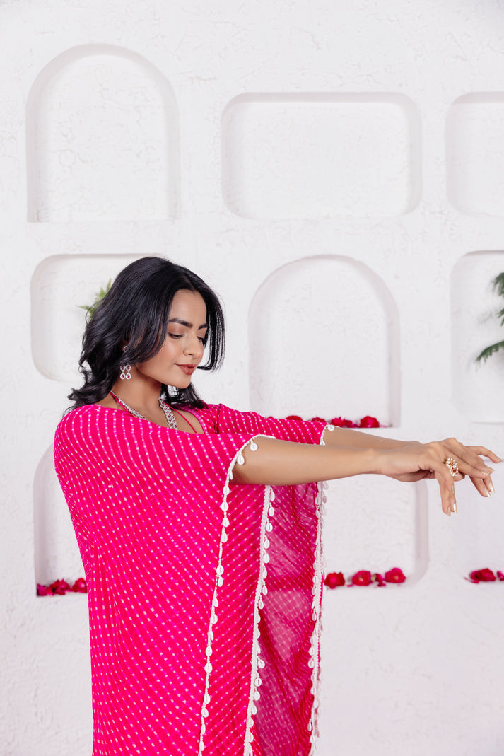 CY Deasha India Myra Pink Mothra Co-Ord Set Closeup 2