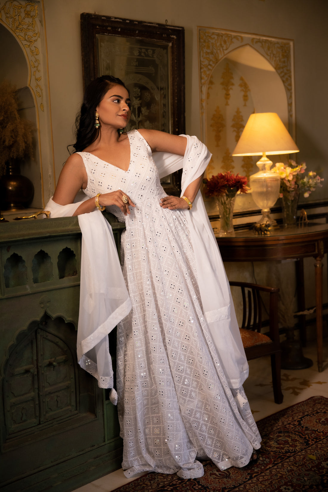 CY Deasha India Nithya Chikankari Lehenga Set Front 2