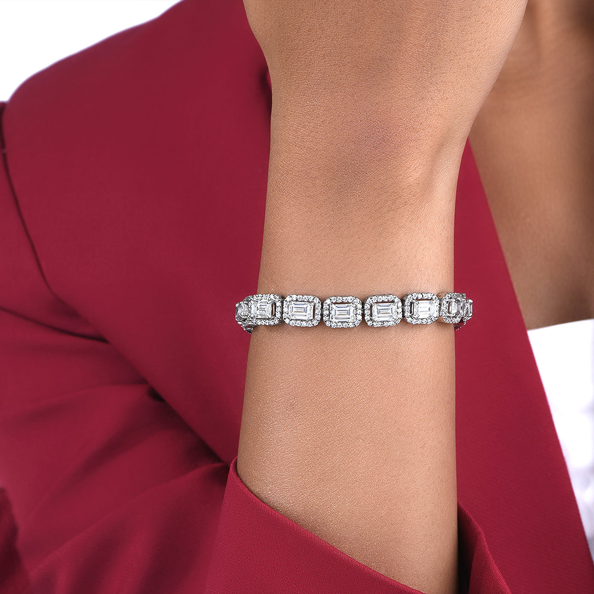 CY Diosa Paris Emerald And Round Cut White Swarovski Zircona Bracelet Front 1