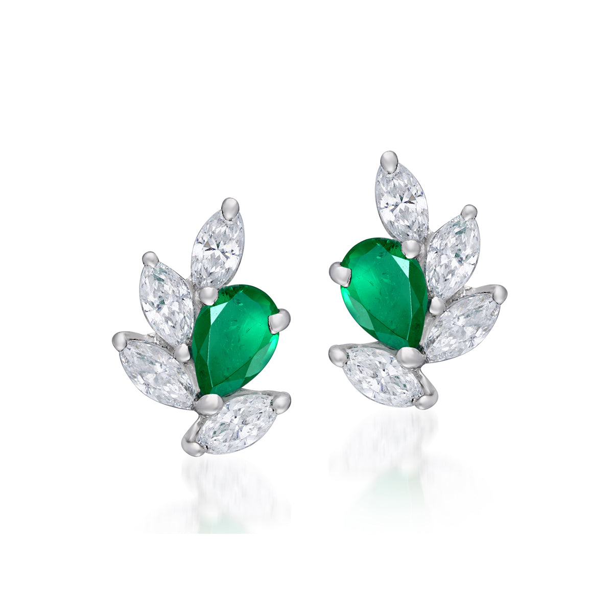 CY Diosa Paris Man-Made Emerald Pear Cut And White Swarovski Zirconia Earrings Front 1