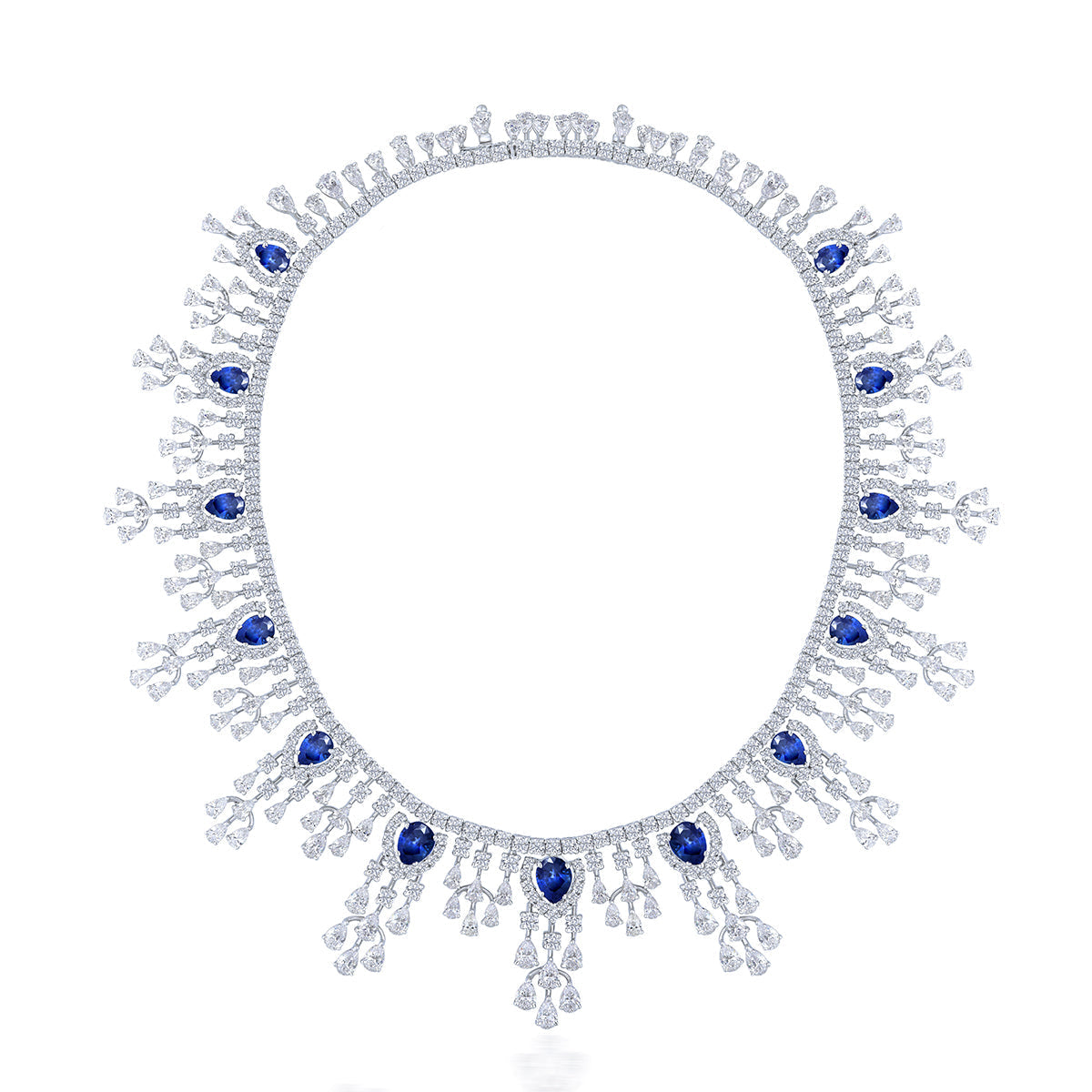 CY Diosa Paris Man-Made Oval Cut Emerald And Swarovski Zirconia Choker Necklace Front 2