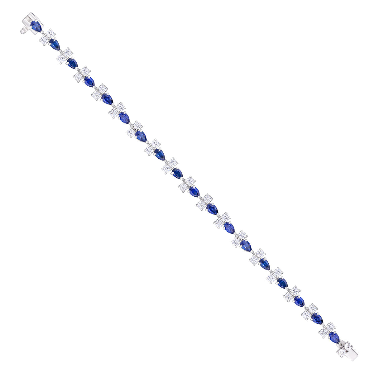 CY Diosa Paris Man-Made Pear Cut Sapphire And White Swarovski Zirconia Classic Bracelet Front 2
