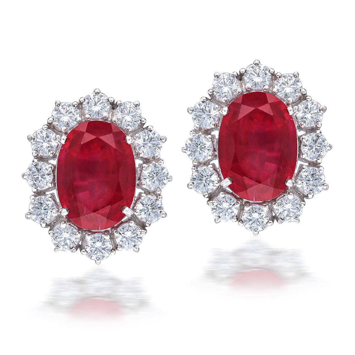CY Diosa Paris Man-Made Red Ruby And White Swarovski Zirconia Earrings Front 2