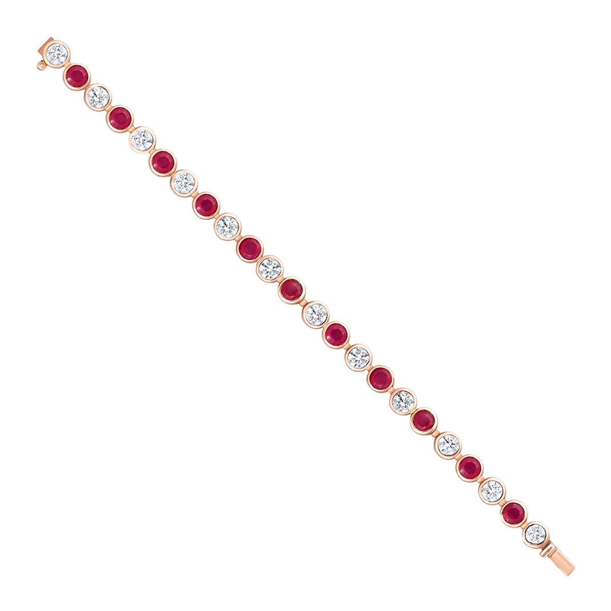CY Diosa Paris Man-Made Round Cut Ruby And White Swarovski Zirconia Classic Bracelet Front 2