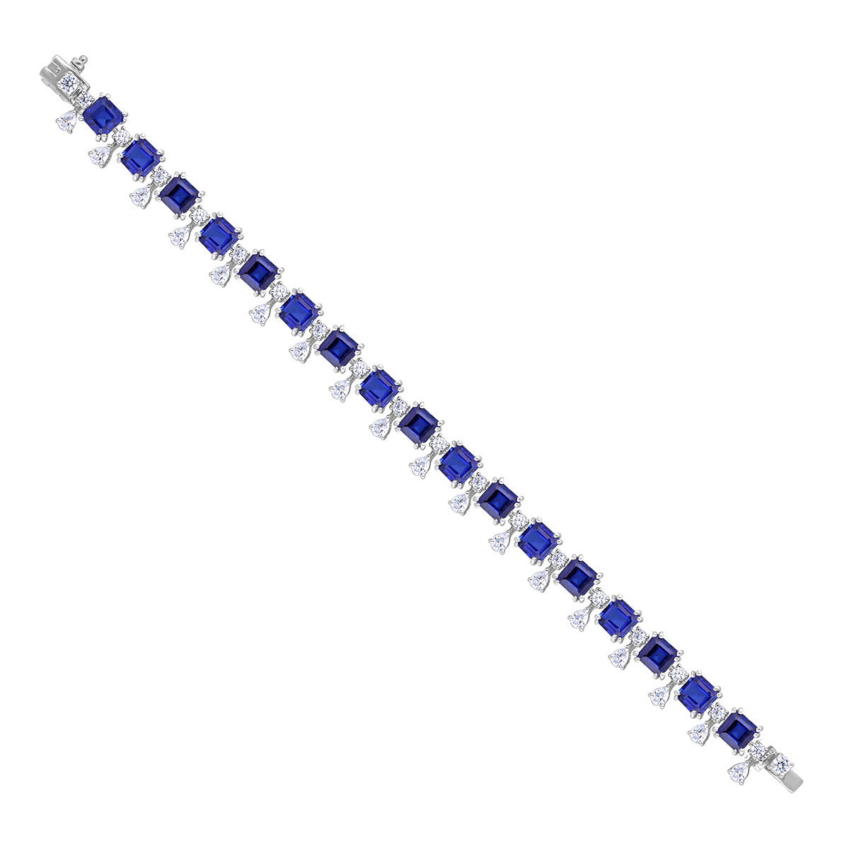CY Diosa Paris Man-Made Sapphire And White Swarovski Zirconia Bracelet Front 2
