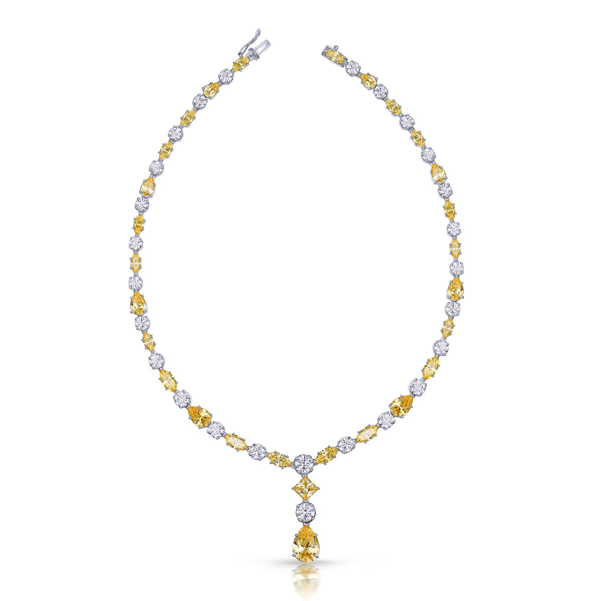 CY Diosa Paris Mix Shaped White And Yellow Swarovski Zirconia Classic Necklace Front 2